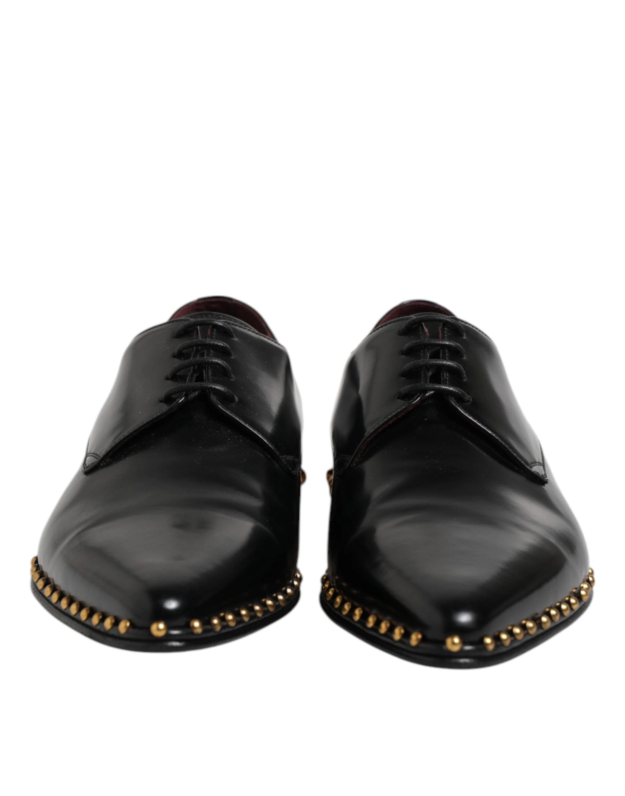 Dolce & Gabbana Black Leather Studded Derby Men Dress Shoes by Dolce & Gabbana