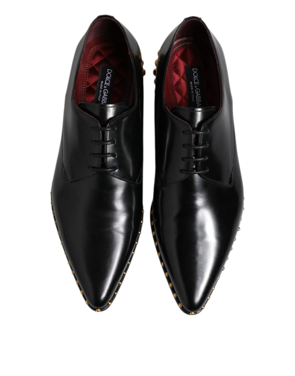 Dolce & Gabbana Black Leather Studded Derby Men Dress Shoes by Dolce & Gabbana