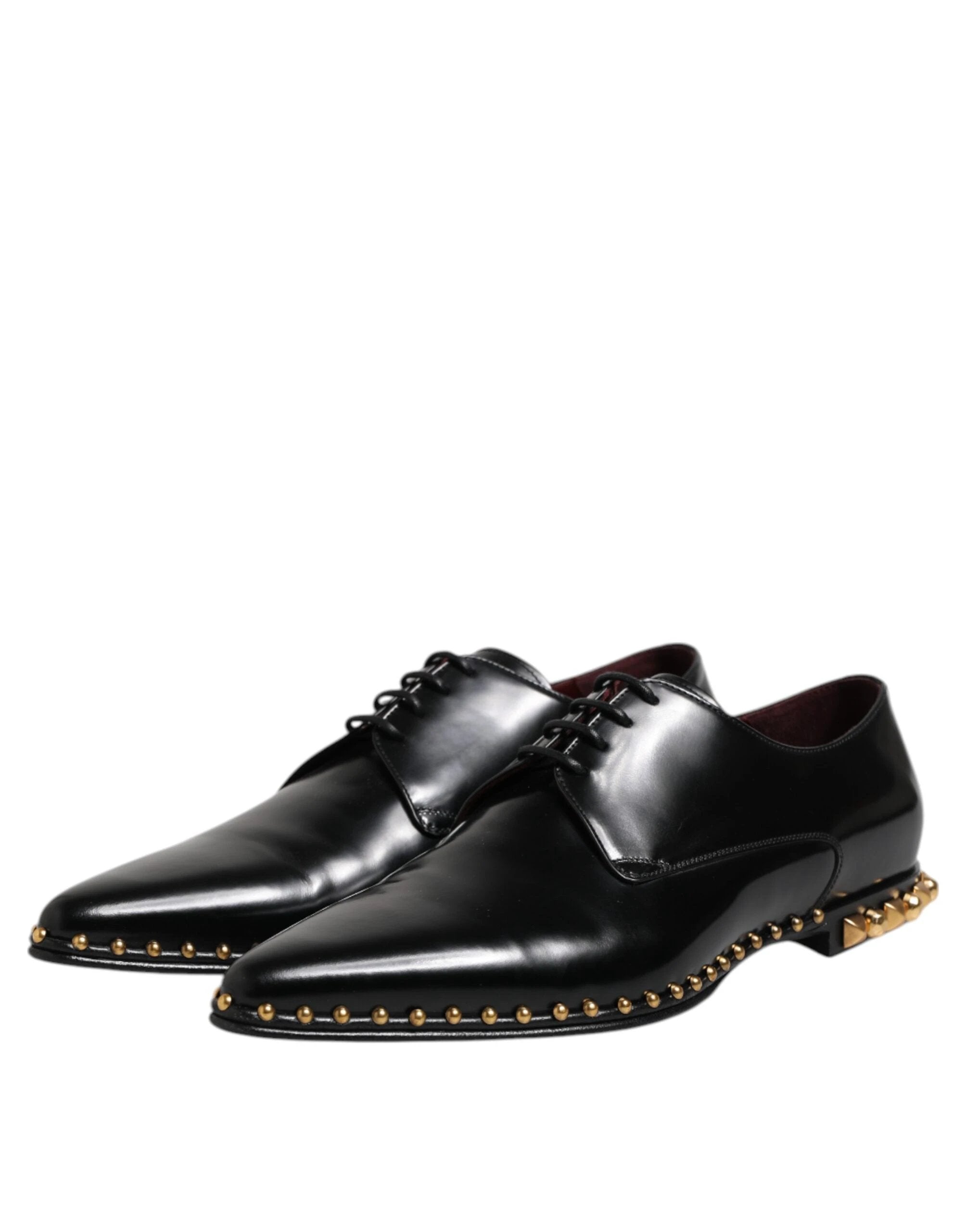Dolce & Gabbana Black Leather Studded Derby Men Dress Shoes by Dolce & Gabbana