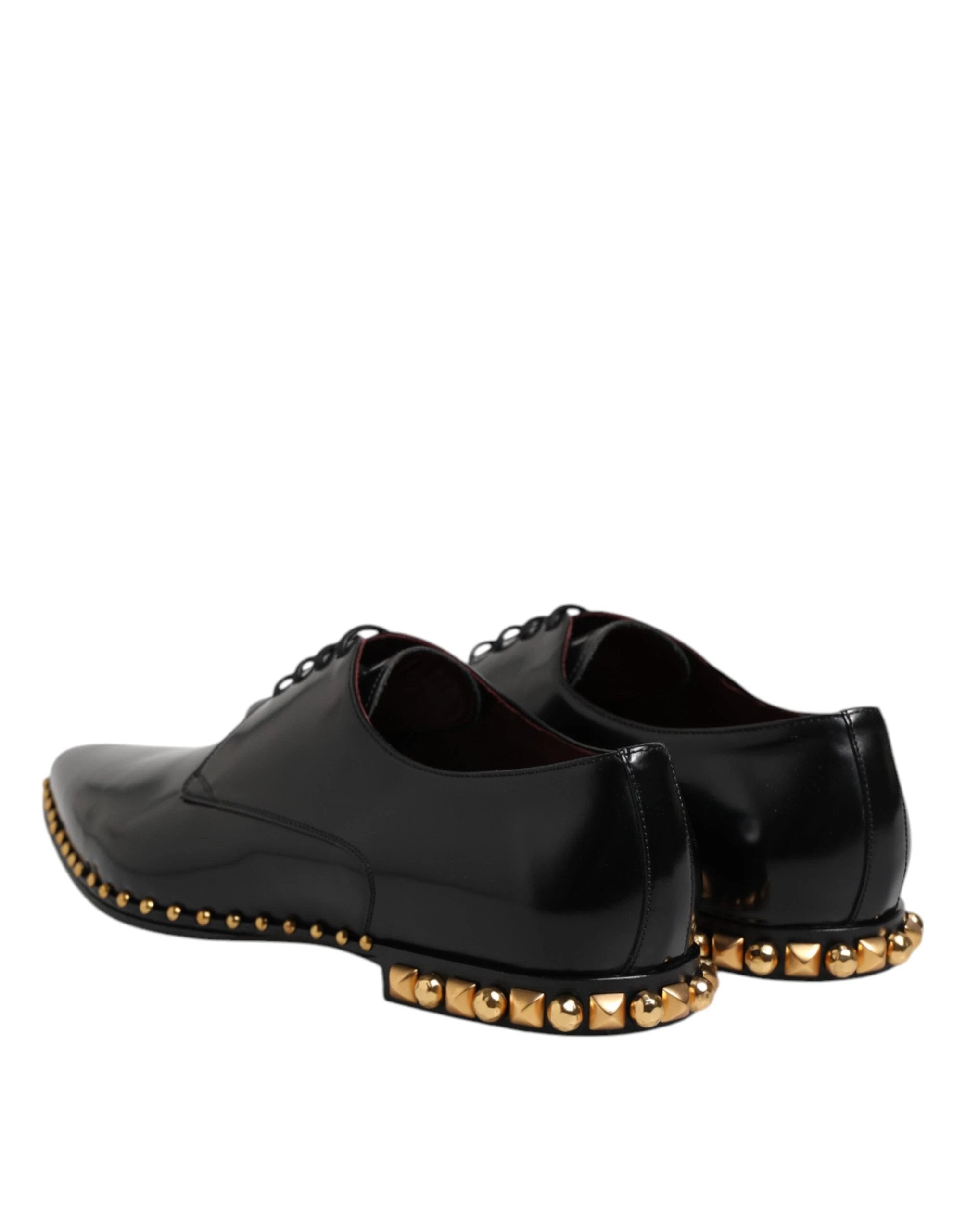 Dolce & Gabbana Black Leather Studded Derby Men Dress Shoes by Dolce & Gabbana