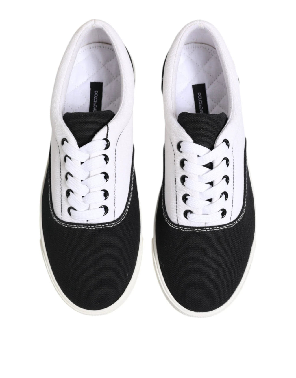 Dolce & Gabbana Black Cotton Canvas Lace Up Men Sneakers Shoes by Dolce & Gabbana