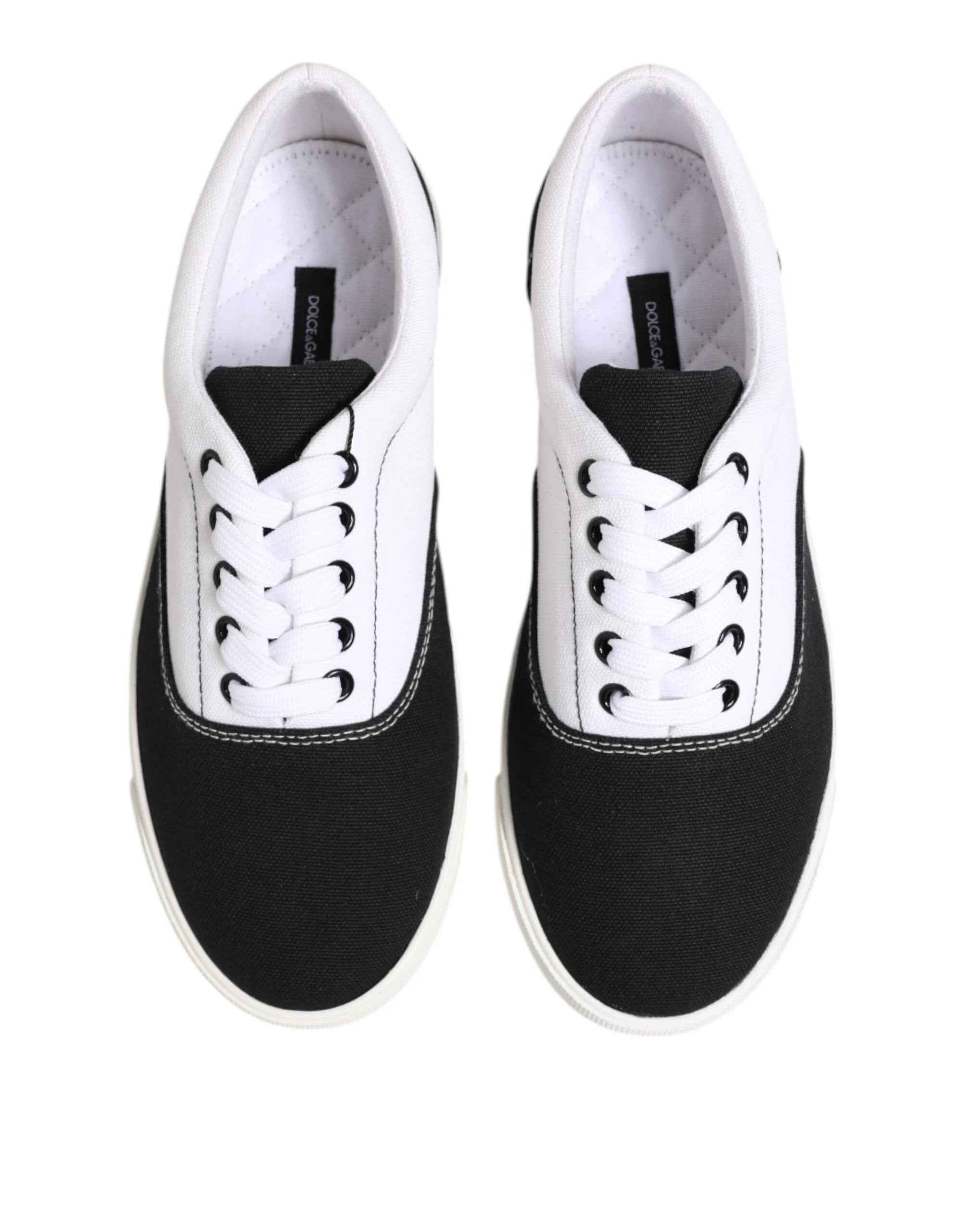Dolce & Gabbana Black Cotton Canvas Lace Up Men Sneakers Shoes by Dolce & Gabbana