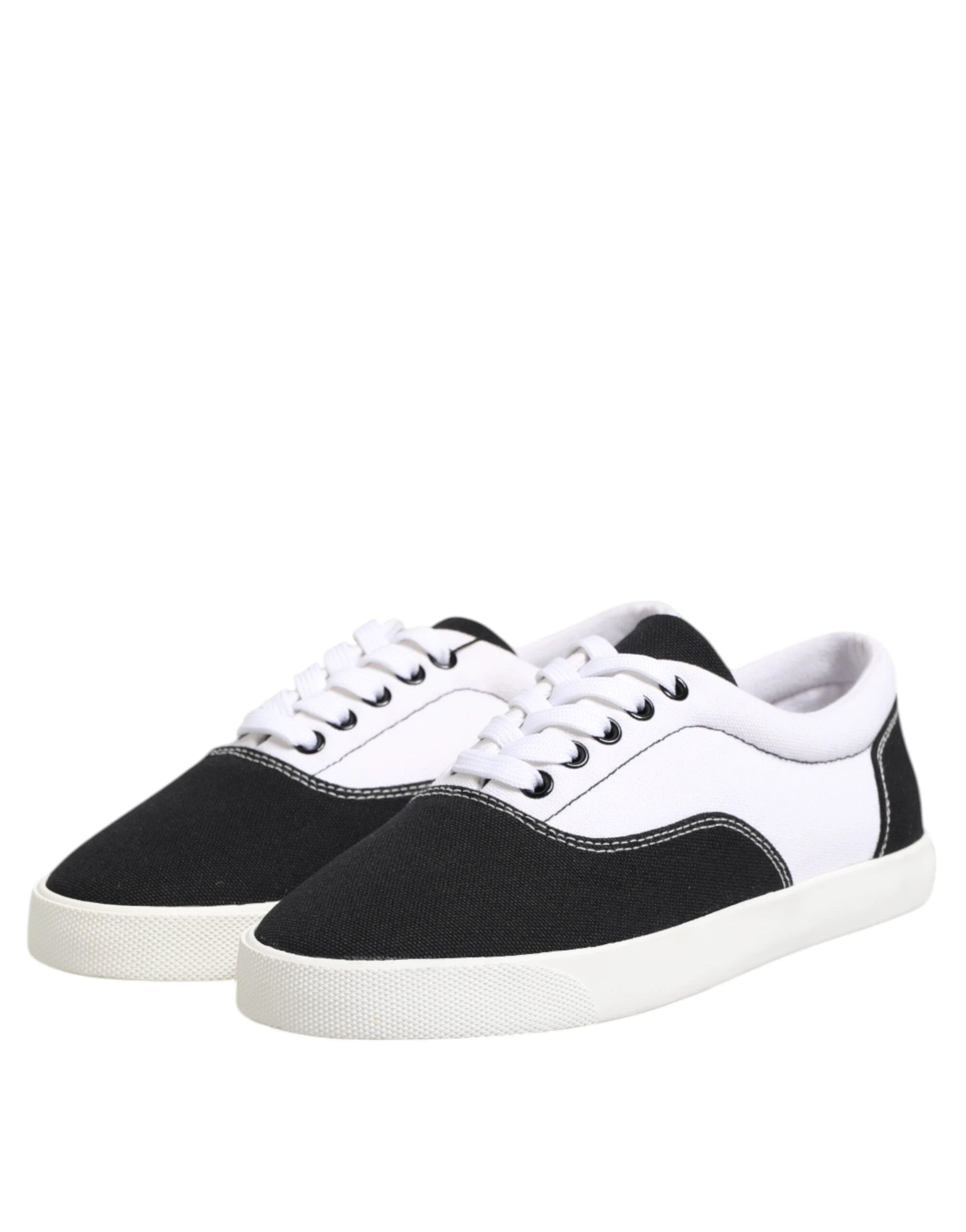 Dolce & Gabbana Black Cotton Canvas Lace Up Men Sneakers Shoes by Dolce & Gabbana