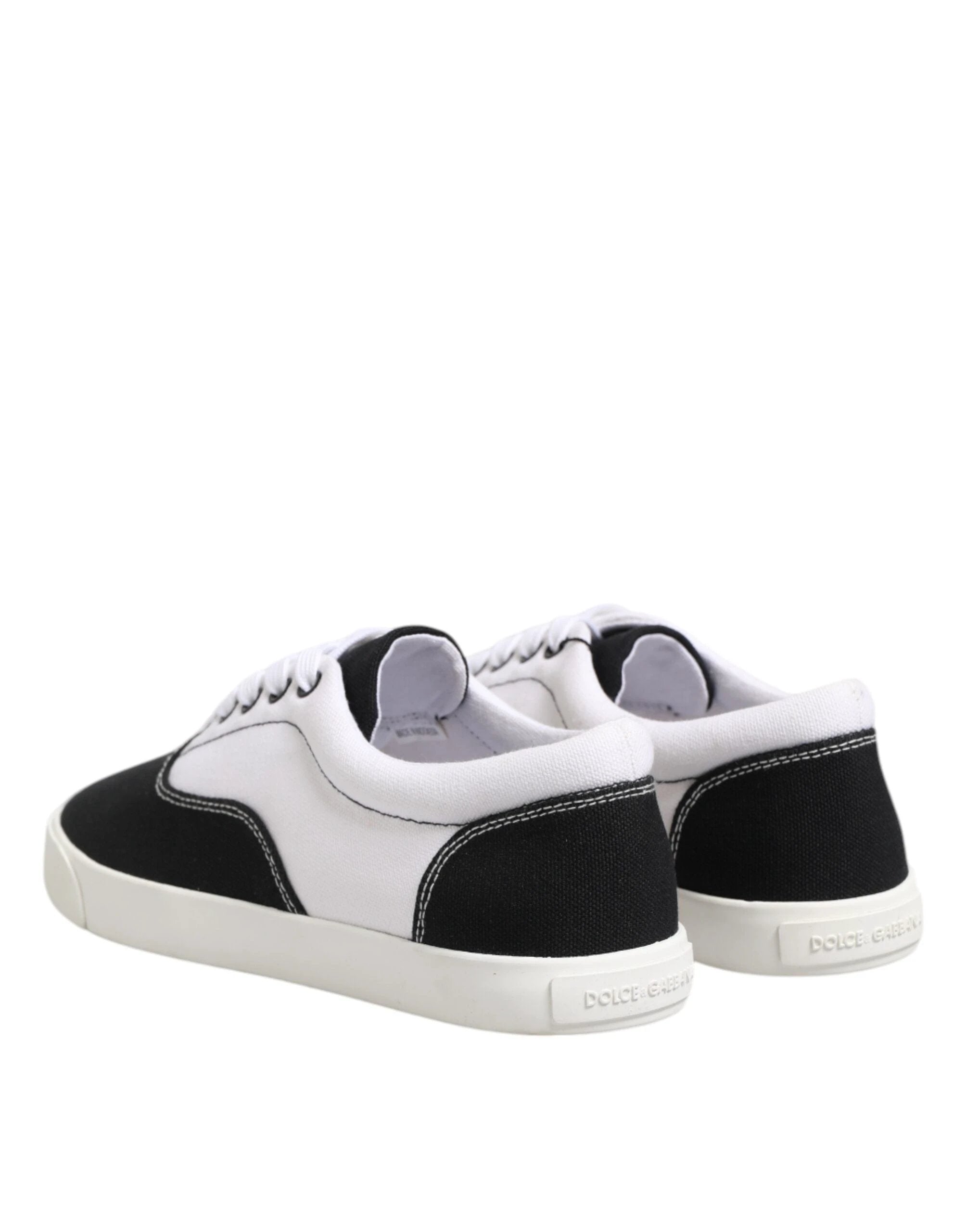 Dolce & Gabbana Black Cotton Canvas Lace Up Men Sneakers Shoes by Dolce & Gabbana