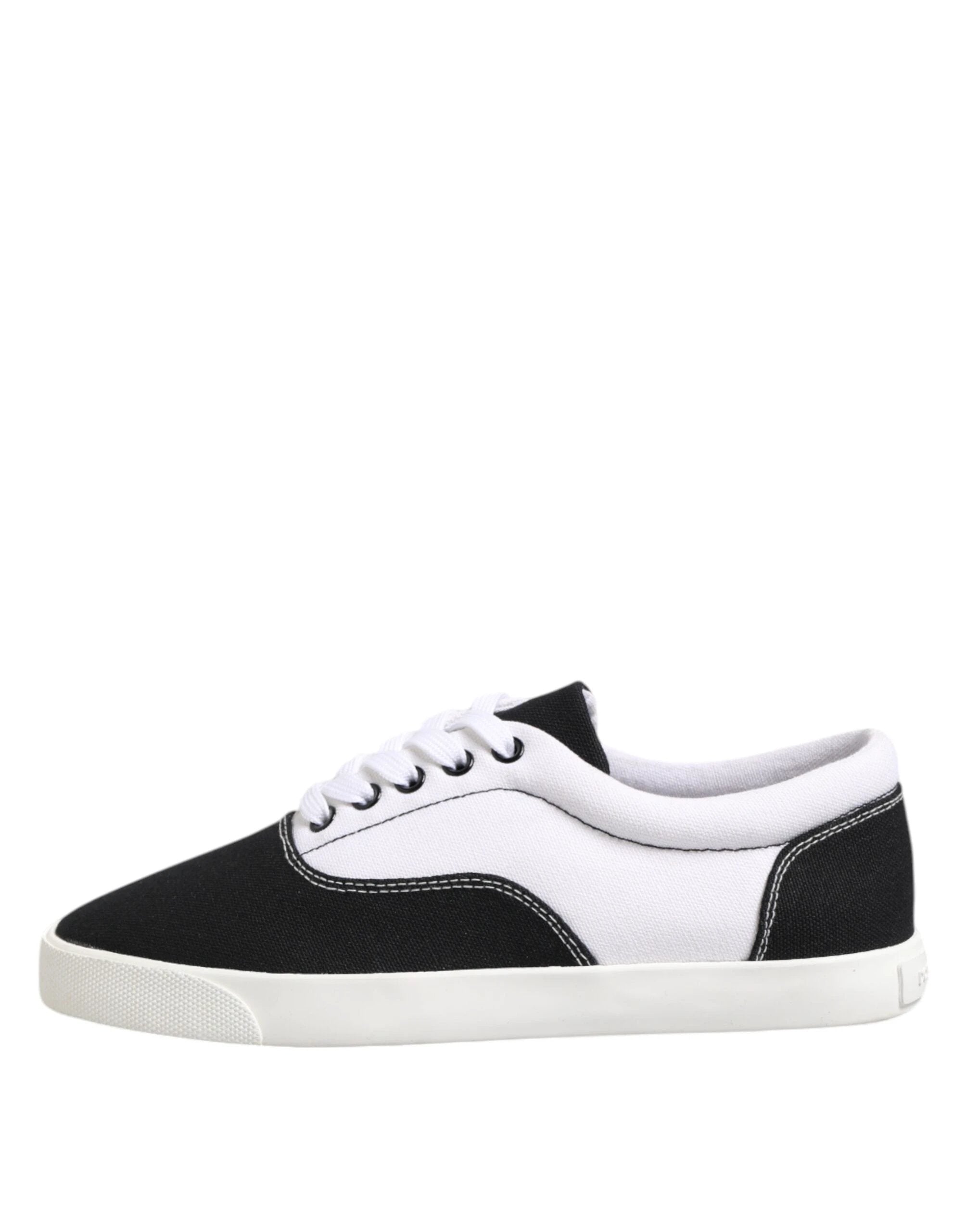 Dolce & Gabbana Black Cotton Canvas Lace Up Men Sneakers Shoes by Dolce & Gabbana