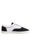 Dolce & Gabbana Black Cotton Canvas Lace Up Men Sneakers Shoes by Dolce & Gabbana