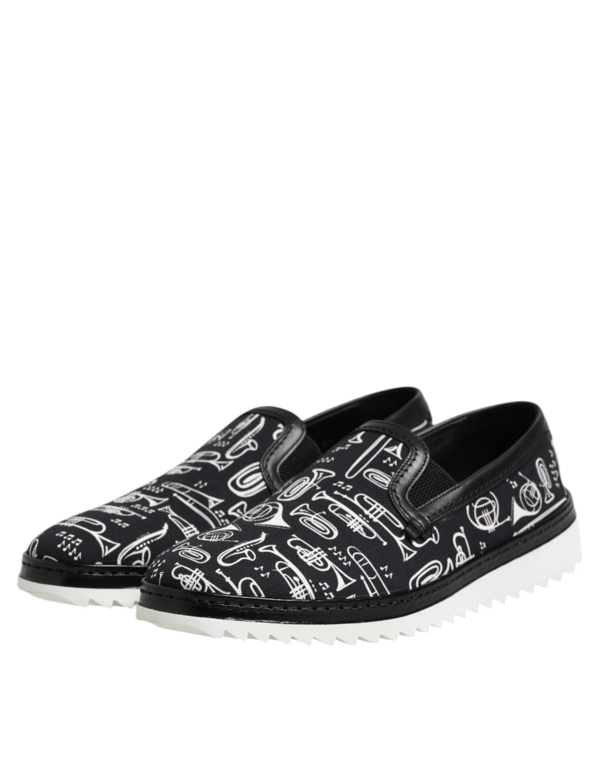 Dolce & Gabbana Black Slip On Printed Men Loafers Shoes by Dolce & Gabbana