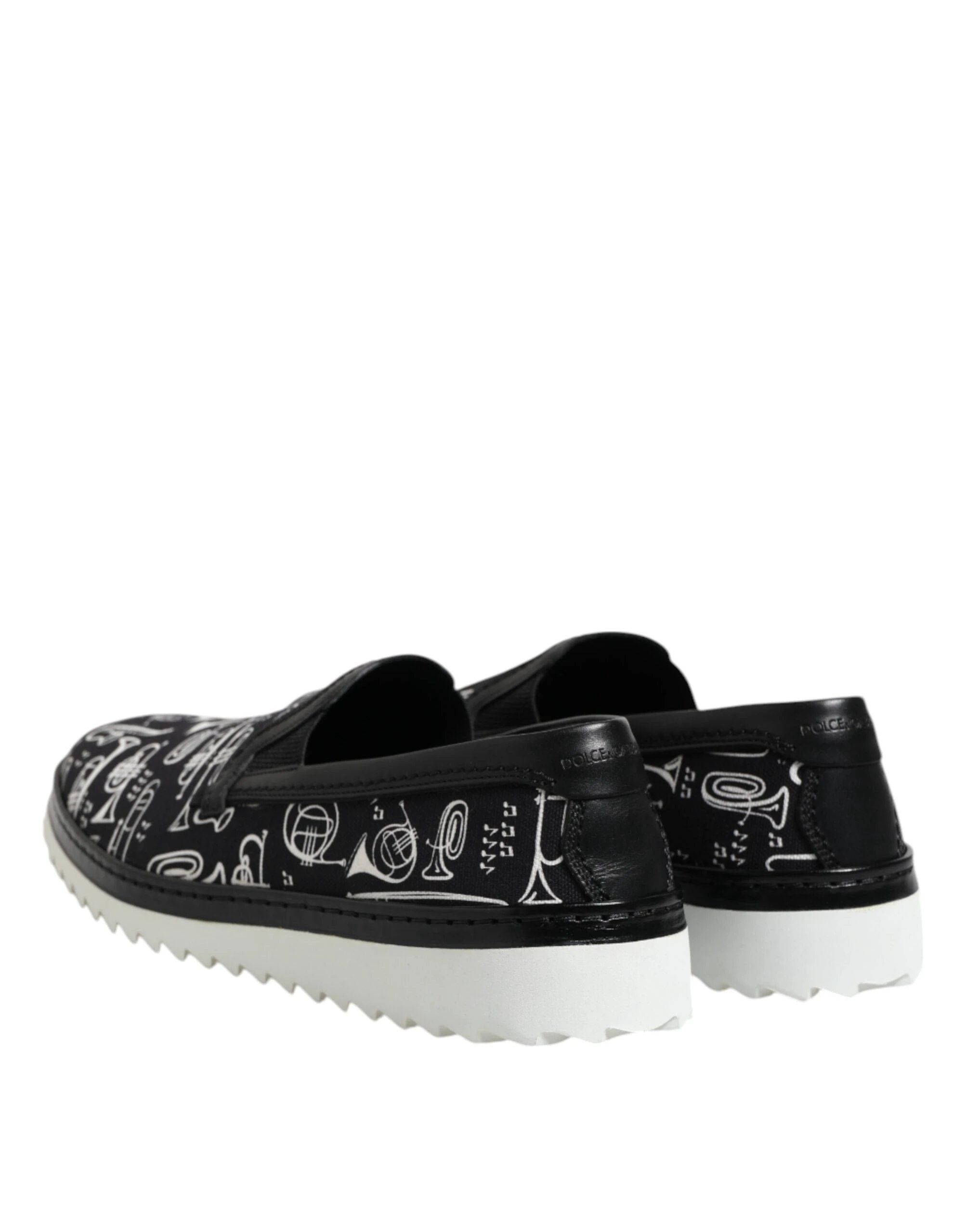 Dolce & Gabbana Black Slip On Printed Men Loafers Shoes by Dolce & Gabbana
