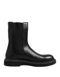Dolce & Gabbana Black Leather Mid Calf Boots Flats Shoes by Dolce & Gabbana