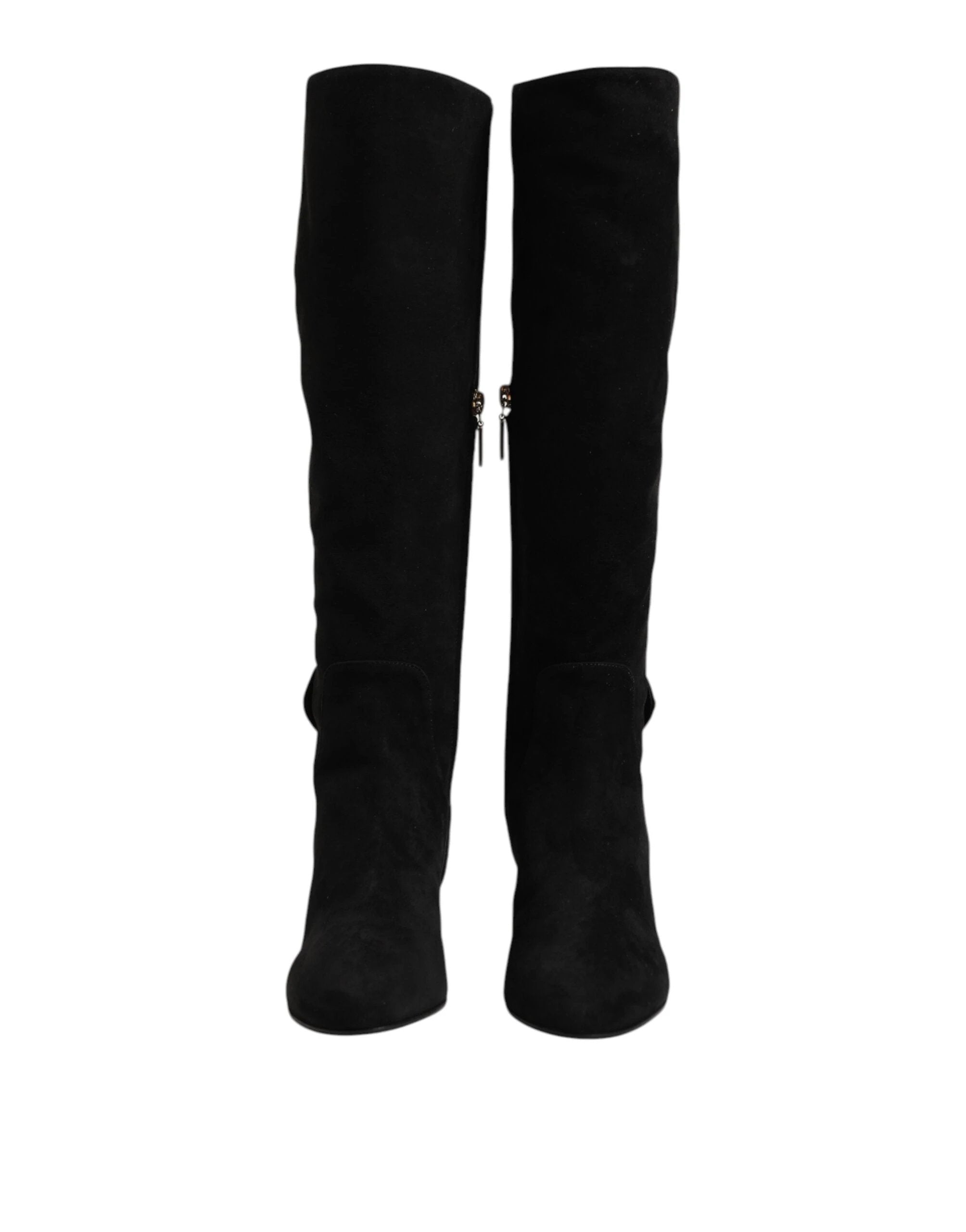 Dolce & Gabbana Black Suede Leather Knee High Boots Shoes by Dolce & Gabbana
