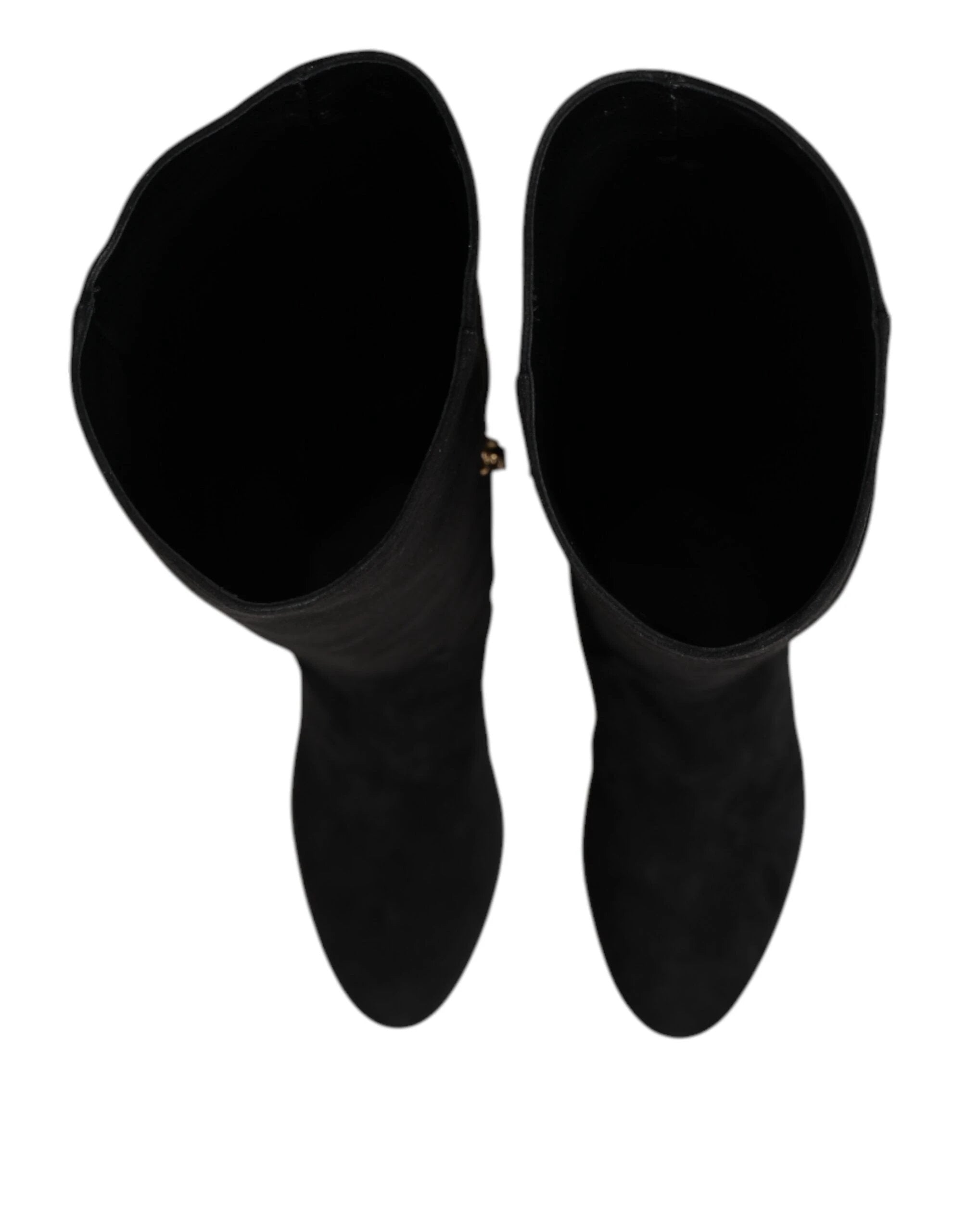 Dolce & Gabbana Black Suede Leather Knee High Boots Shoes by Dolce & Gabbana