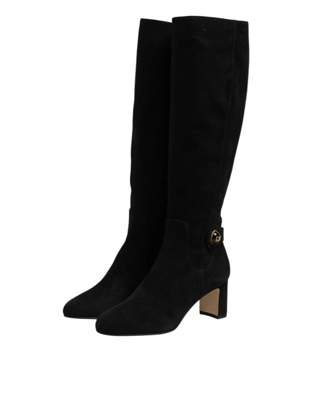 Dolce & Gabbana Black Suede Leather Knee High Boots Shoes by Dolce & Gabbana