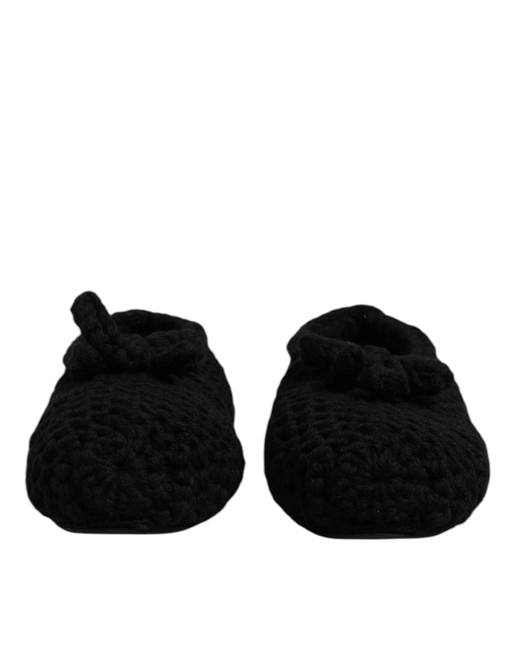 Dolce & Gabbana Black Wool Slip On Flats Ballerina Shoes by Dolce & Gabbana