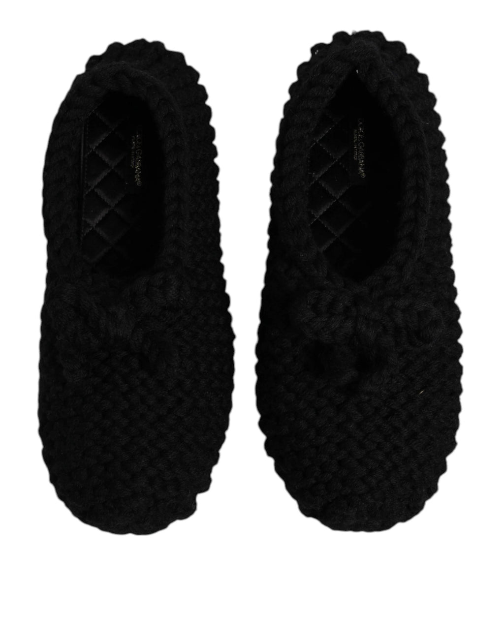 Dolce & Gabbana Black Wool Slip On Flats Ballerina Shoes by Dolce & Gabbana