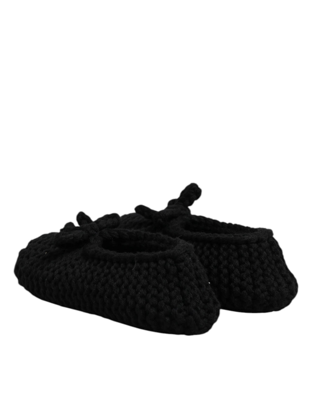 Dolce & Gabbana Black Wool Slip On Flats Ballerina Shoes by Dolce & Gabbana