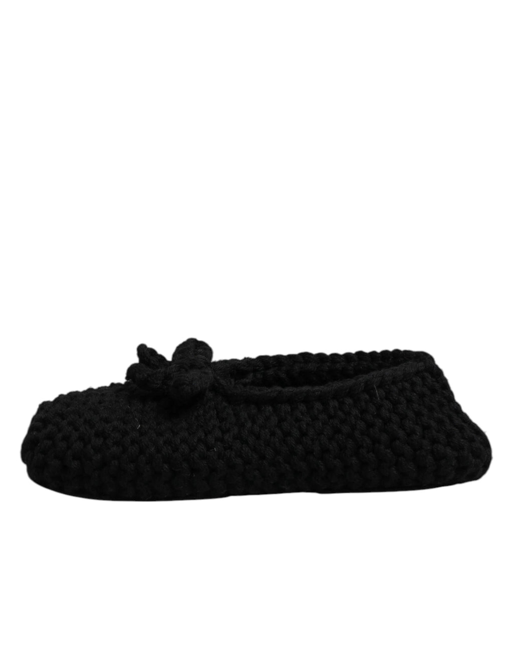 Dolce & Gabbana Black Wool Slip On Flats Ballerina Shoes by Dolce & Gabbana
