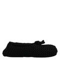 Dolce & Gabbana Black Wool Slip On Flats Ballerina Shoes by Dolce & Gabbana