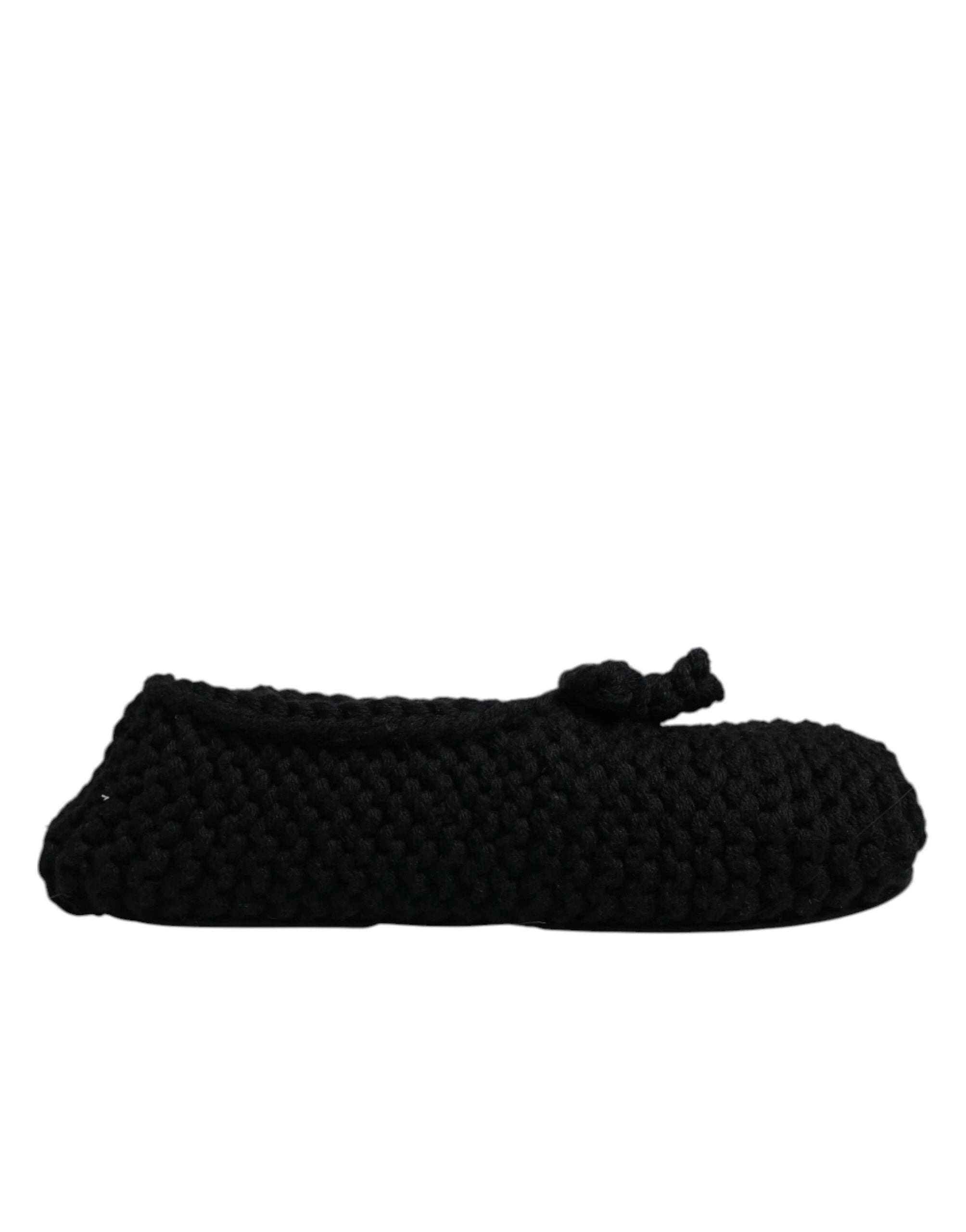 Dolce & Gabbana Black Wool Slip On Flats Ballerina Shoes by Dolce & Gabbana