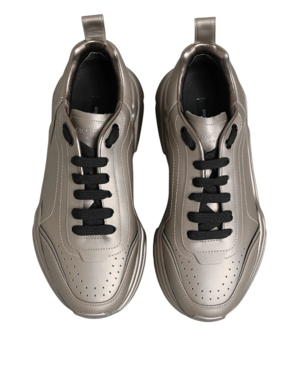 Dolce & Gabbana Silver DAYMASTER Leather Men Sneakers Shoes by Dolce & Gabbana
