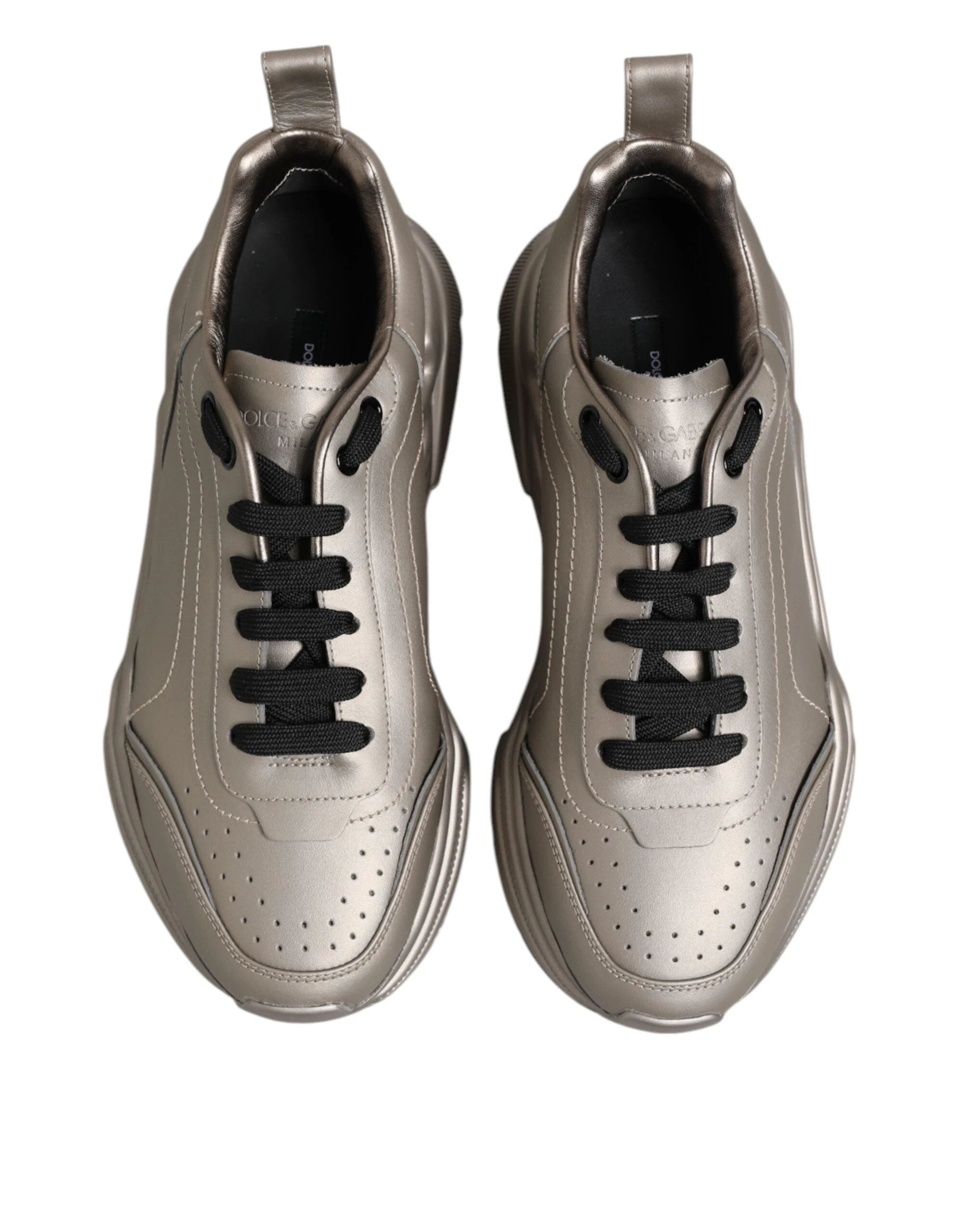 Dolce & Gabbana Silver DAYMASTER Leather Men Sneakers Shoes by Dolce & Gabbana