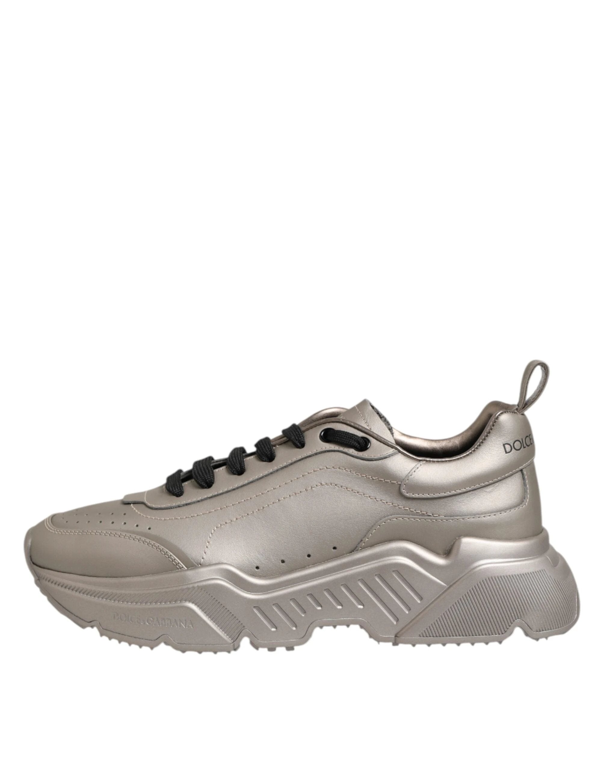 Dolce & Gabbana Silver DAYMASTER Leather Men Sneakers Shoes by Dolce & Gabbana
