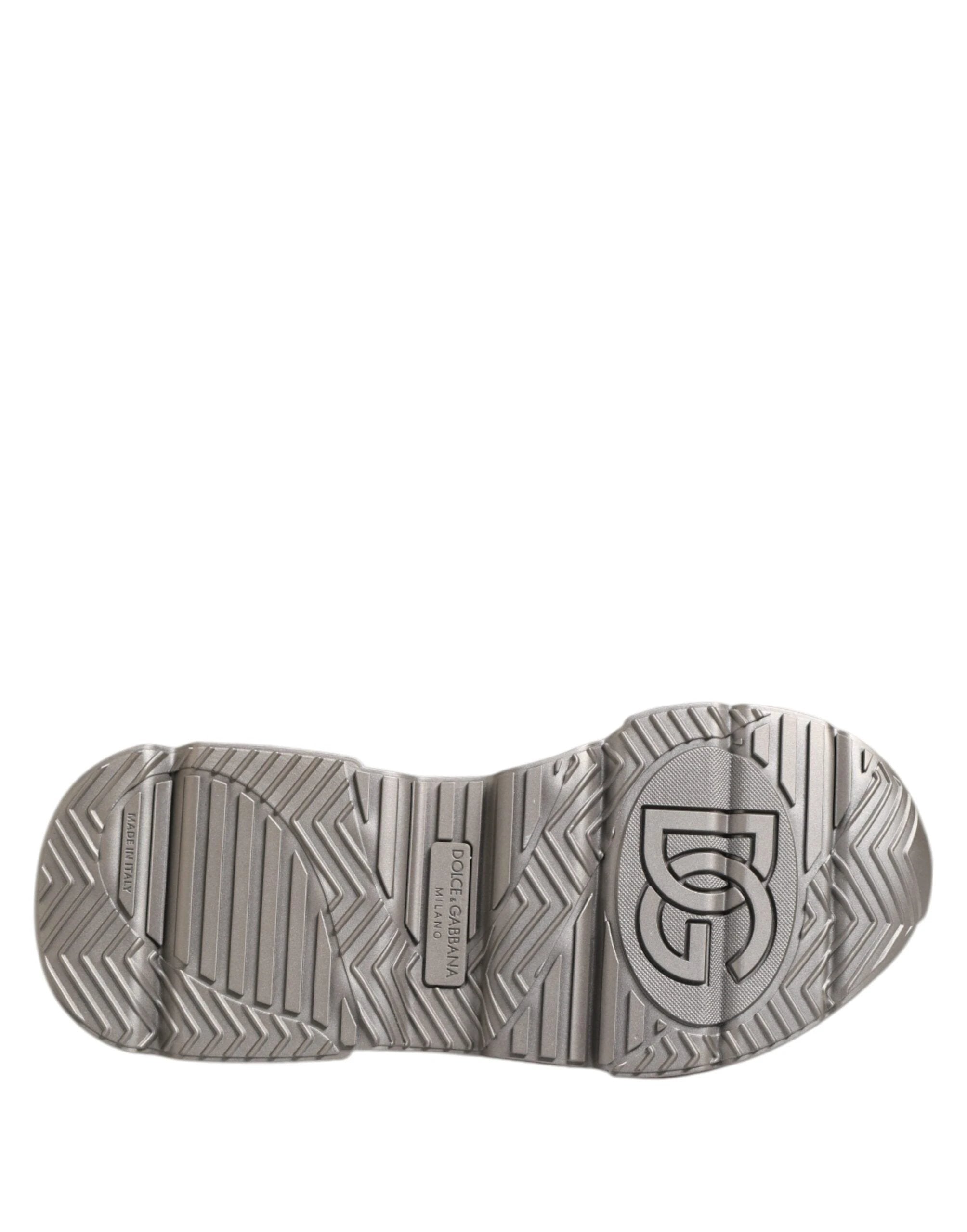 Dolce & Gabbana Silver DAYMASTER Leather Men Sneakers Shoes by Dolce & Gabbana