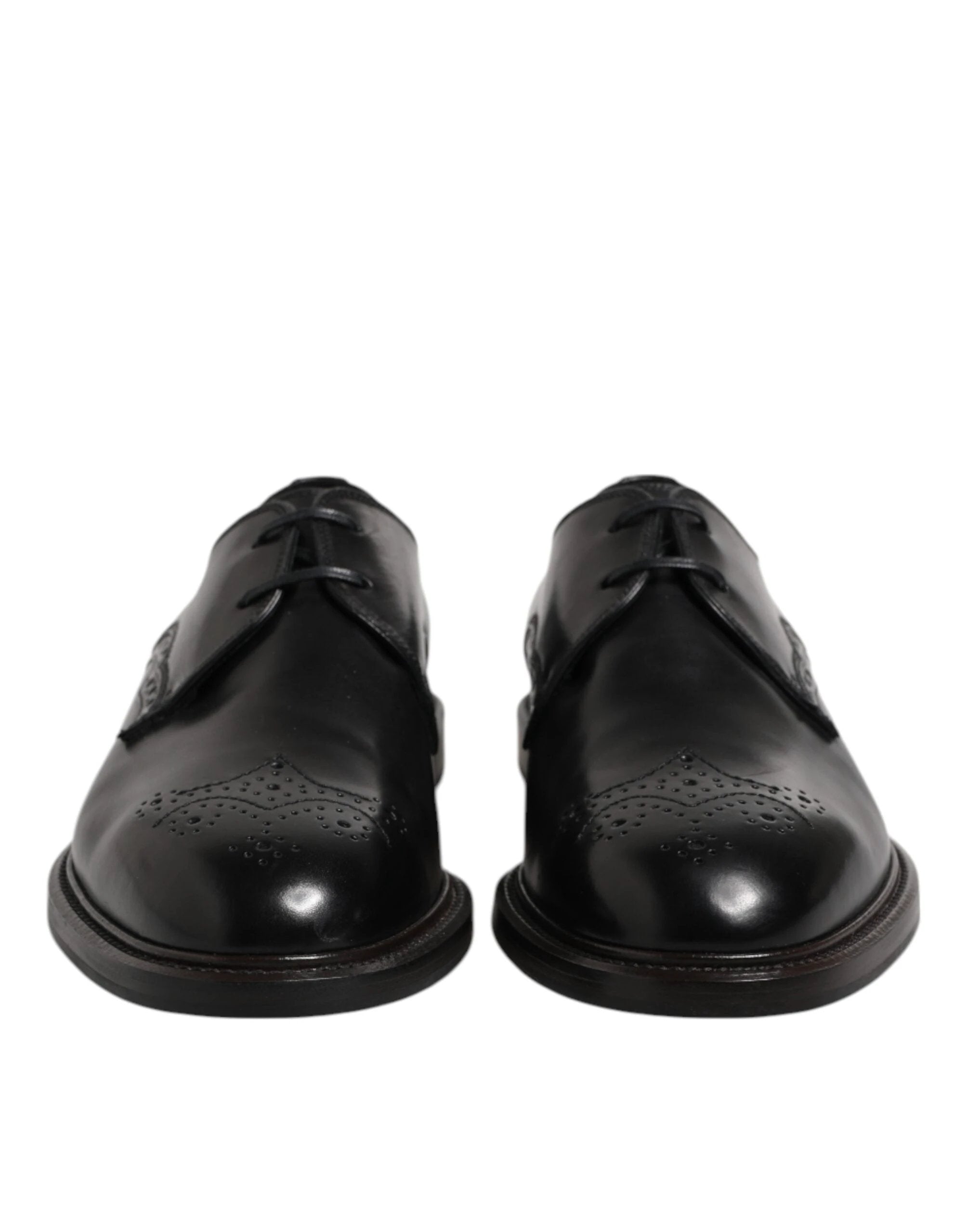 Dolce & Gabbana Black Leather Derby Wingtip Formal Shoes by Dolce & Gabbana