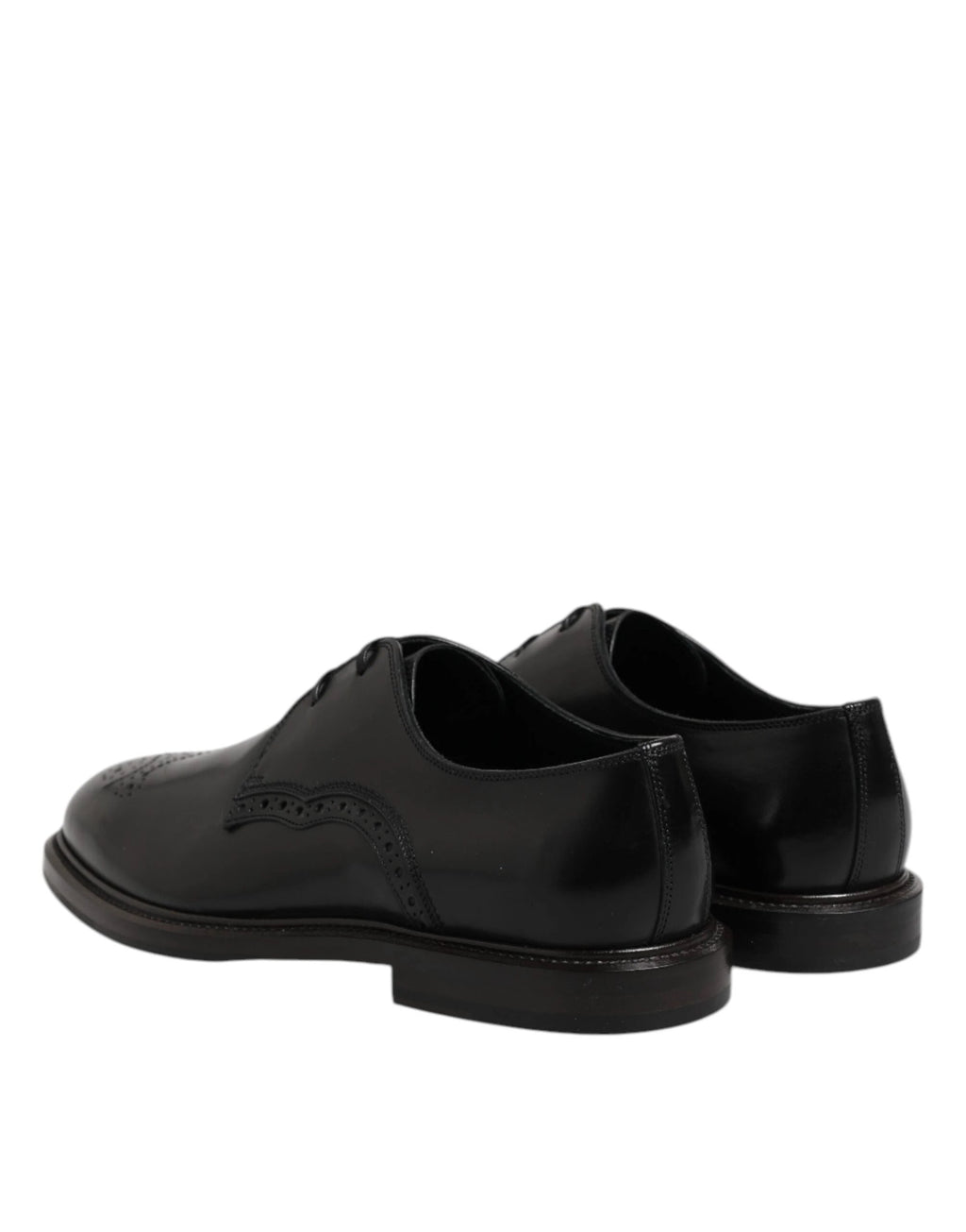 Dolce & Gabbana Black Leather Derby Wingtip Formal Shoes by Dolce & Gabbana