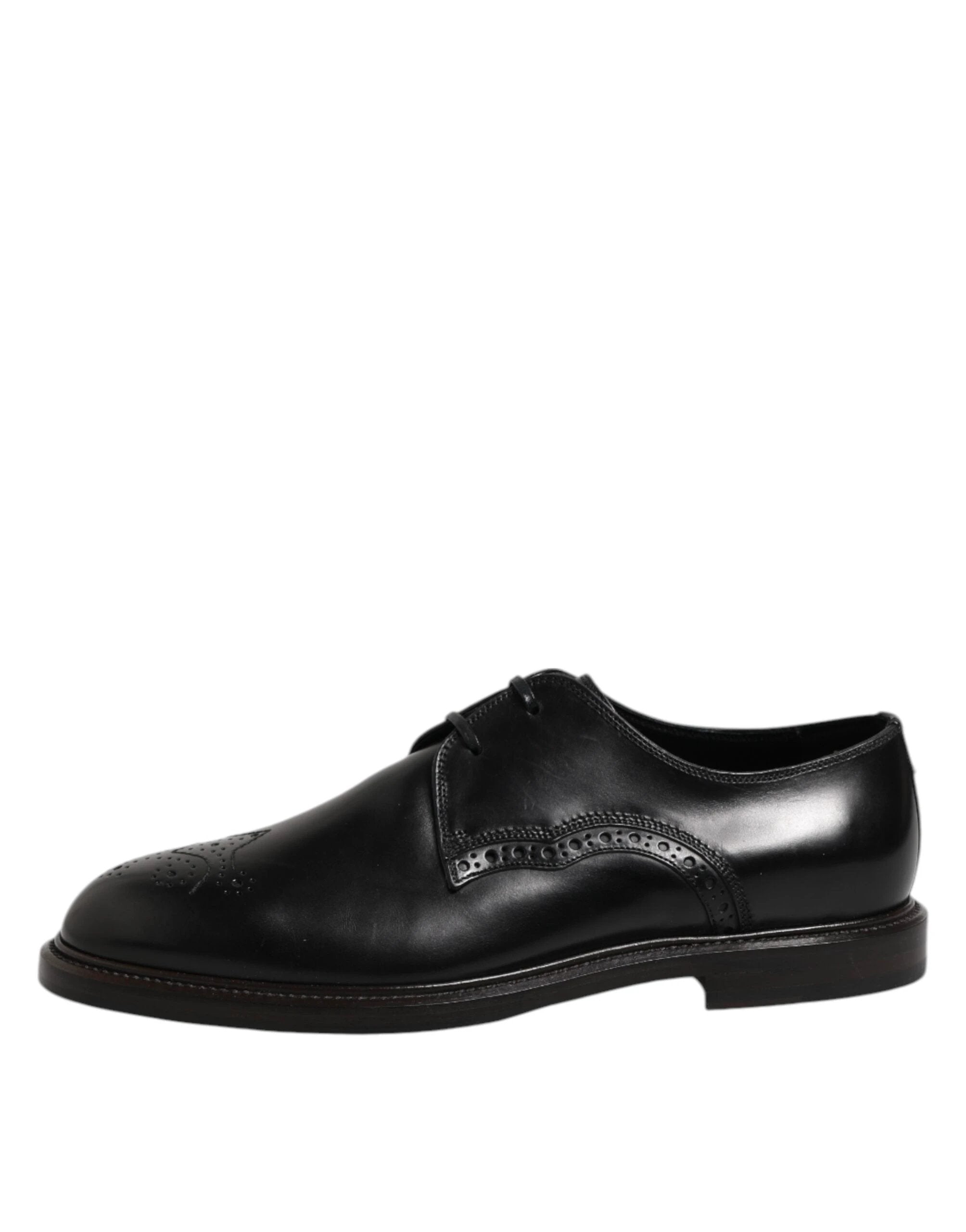 Dolce & Gabbana Black Leather Derby Wingtip Formal Shoes by Dolce & Gabbana