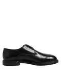 Dolce & Gabbana Black Leather Derby Wingtip Formal Shoes by Dolce & Gabbana