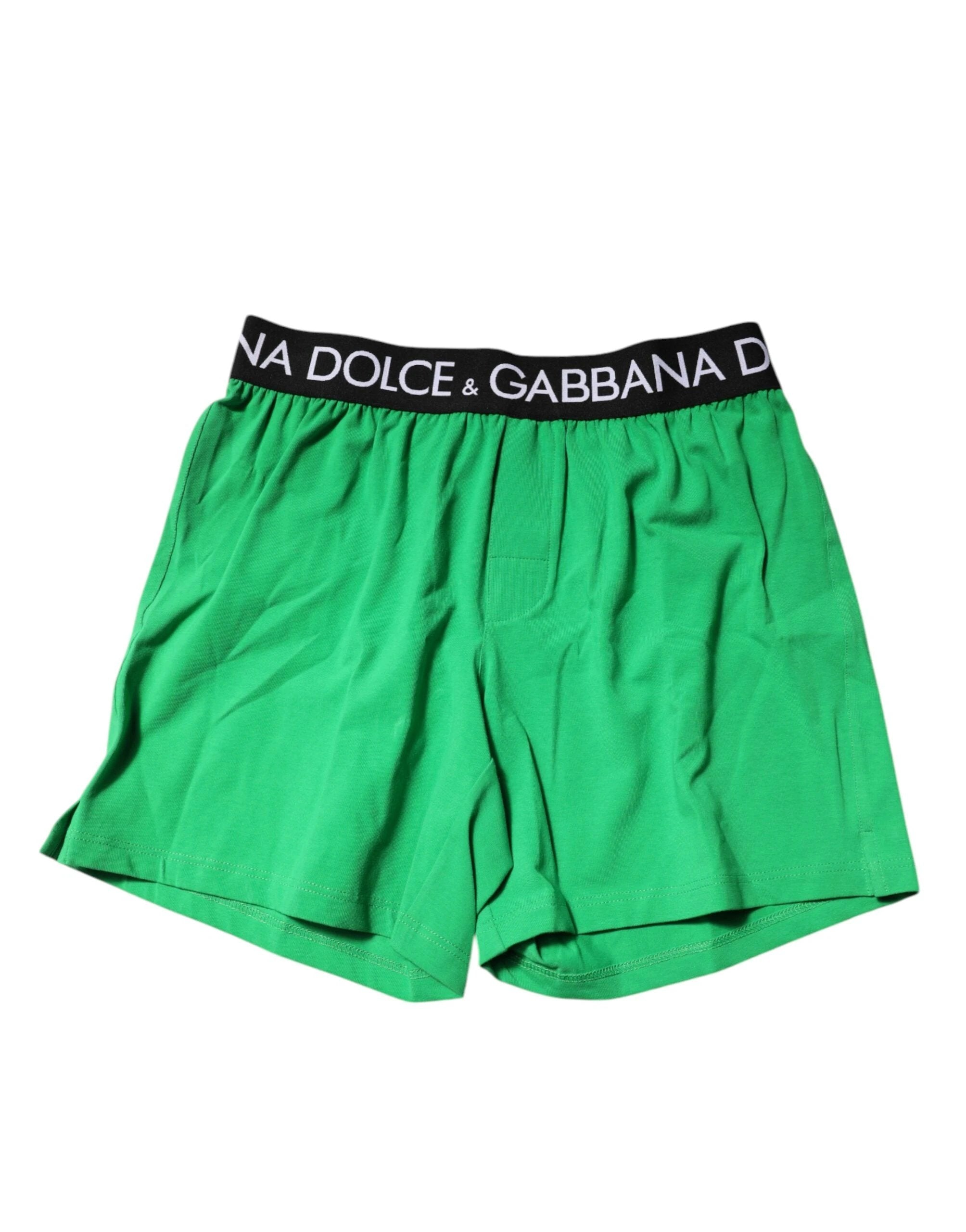 Dolce & Gabbana Green Cotton Regular Boxer Shorts Underwear by Dolce & Gabbana