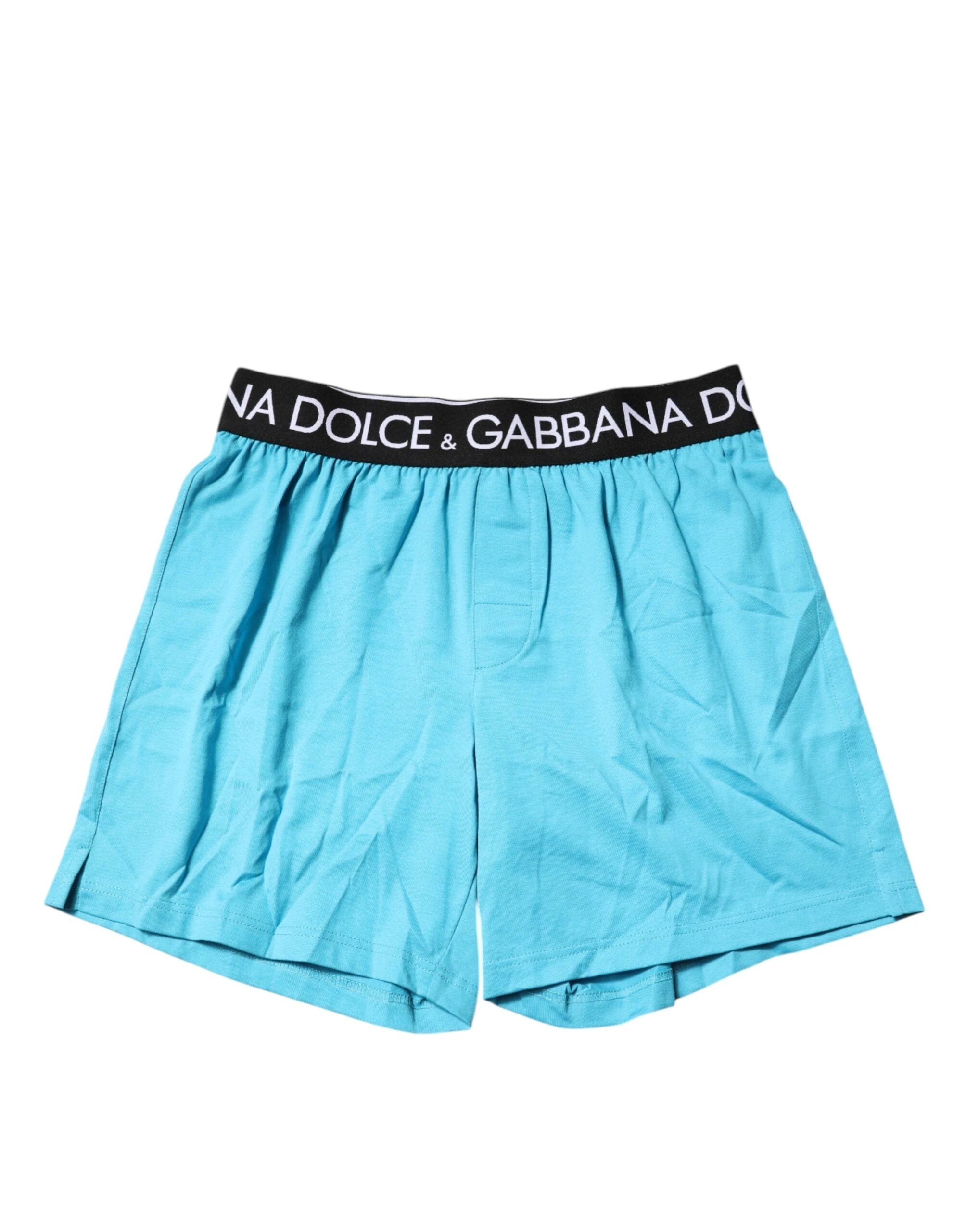 Dolce & Gabbana Blue Logo Waist Regular Boxer Shorts Underwear by Dolce & Gabbana