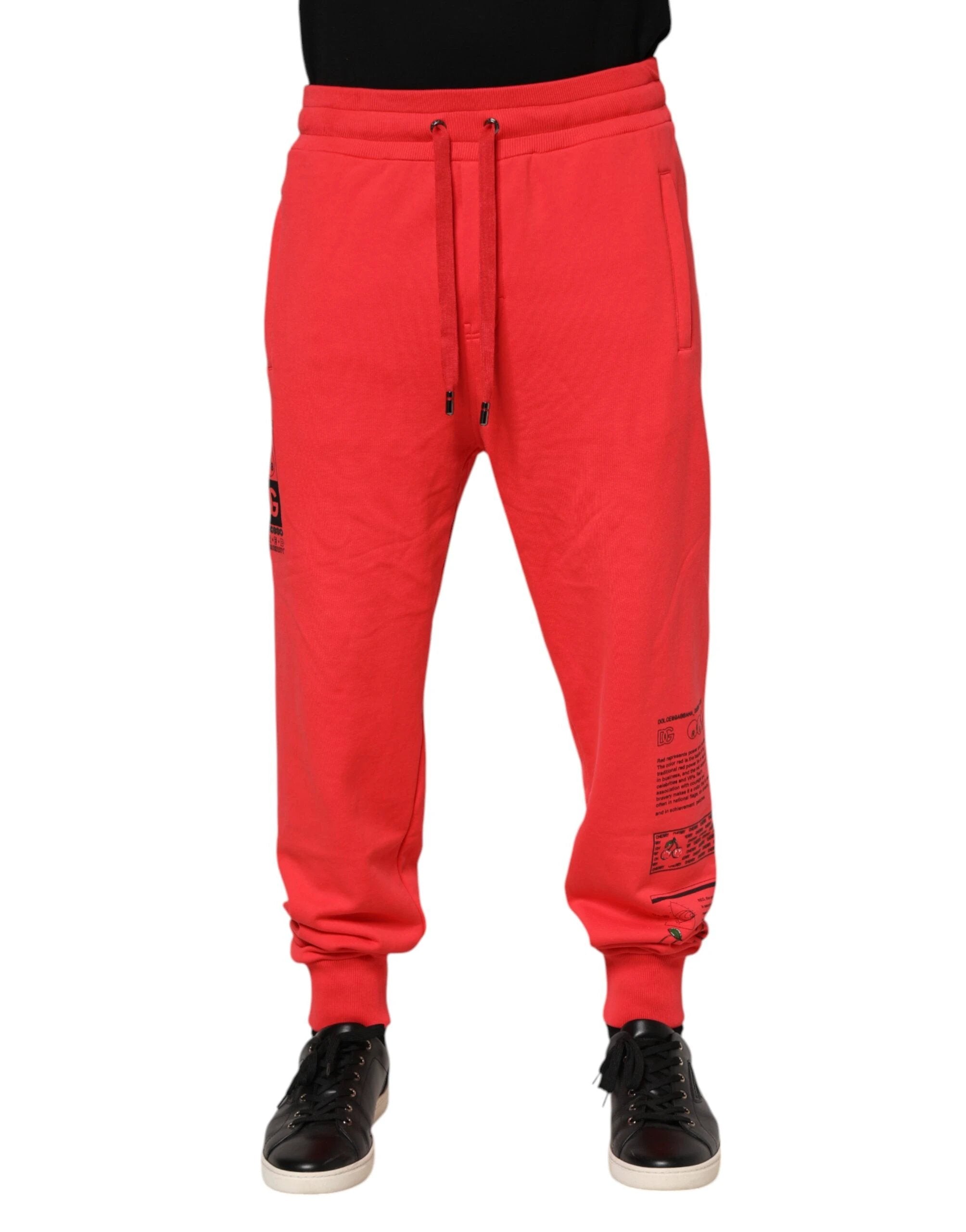 Dolce & Gabbana Red Cotton Men Jogger Sweatpants Pants by Dolce & Gabbana