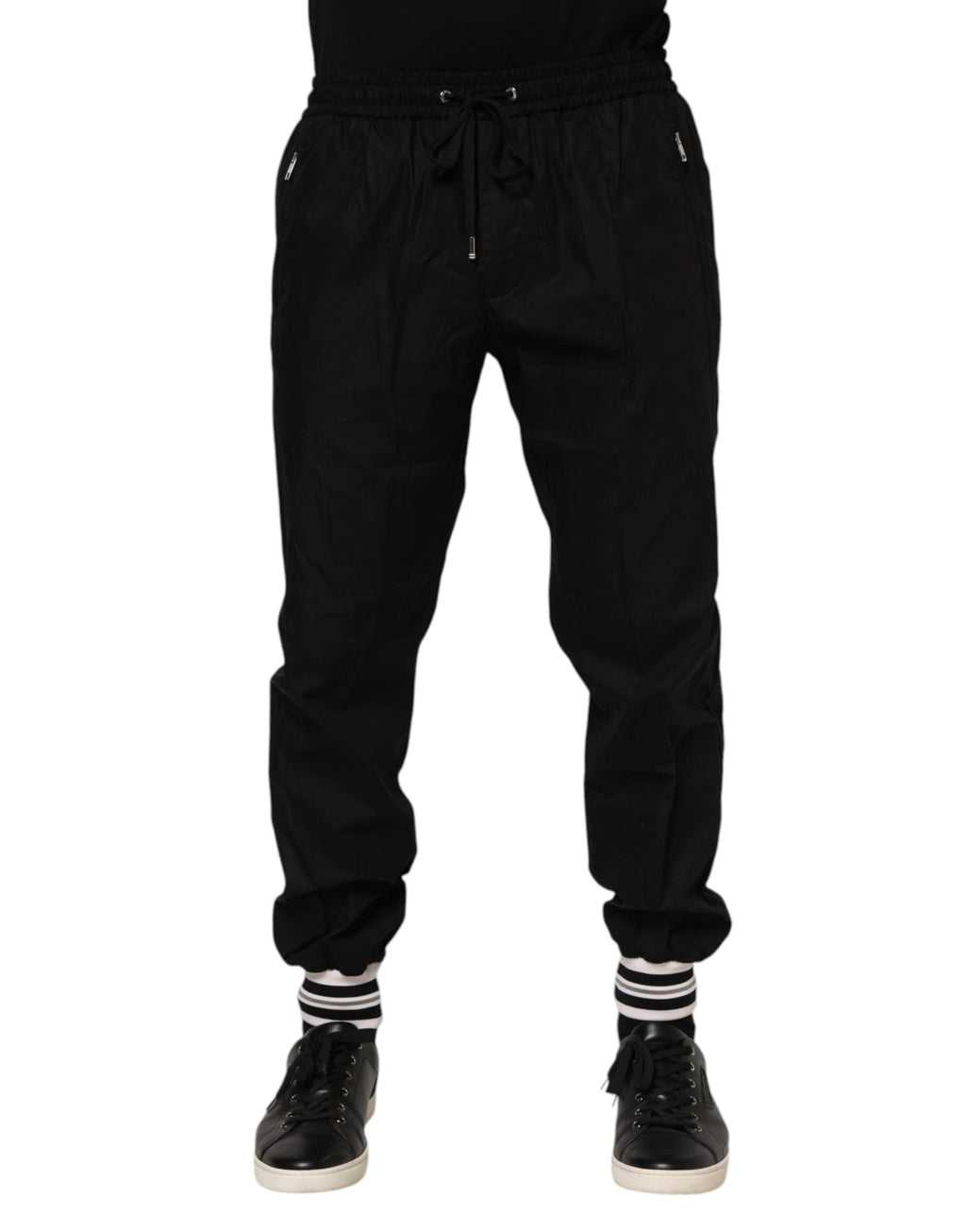Dolce & Gabbana Black Cotton Logo Tape Men Jogger Pants by Dolce & Gabbana