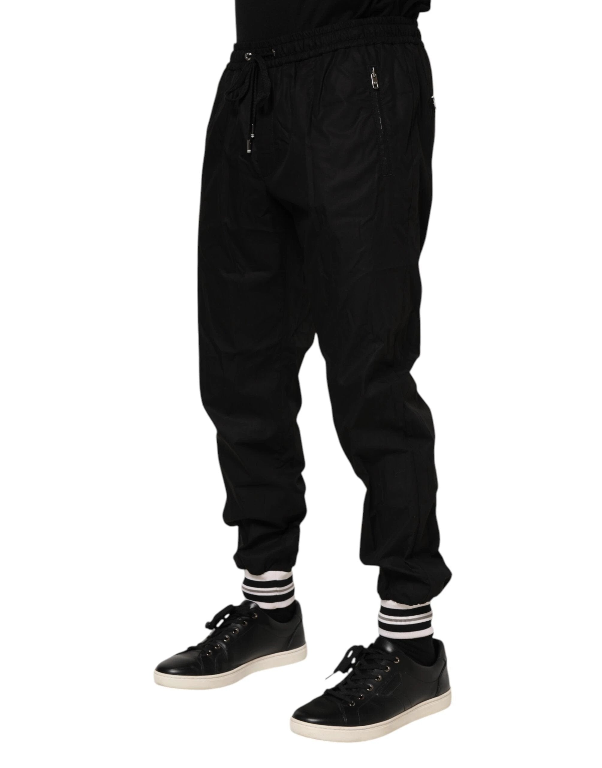 Dolce & Gabbana Black Cotton Logo Tape Men Jogger Pants by Dolce & Gabbana