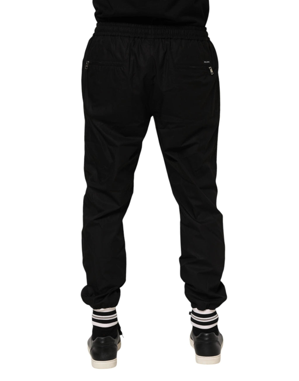Dolce & Gabbana Black Cotton Logo Tape Men Jogger Pants by Dolce & Gabbana