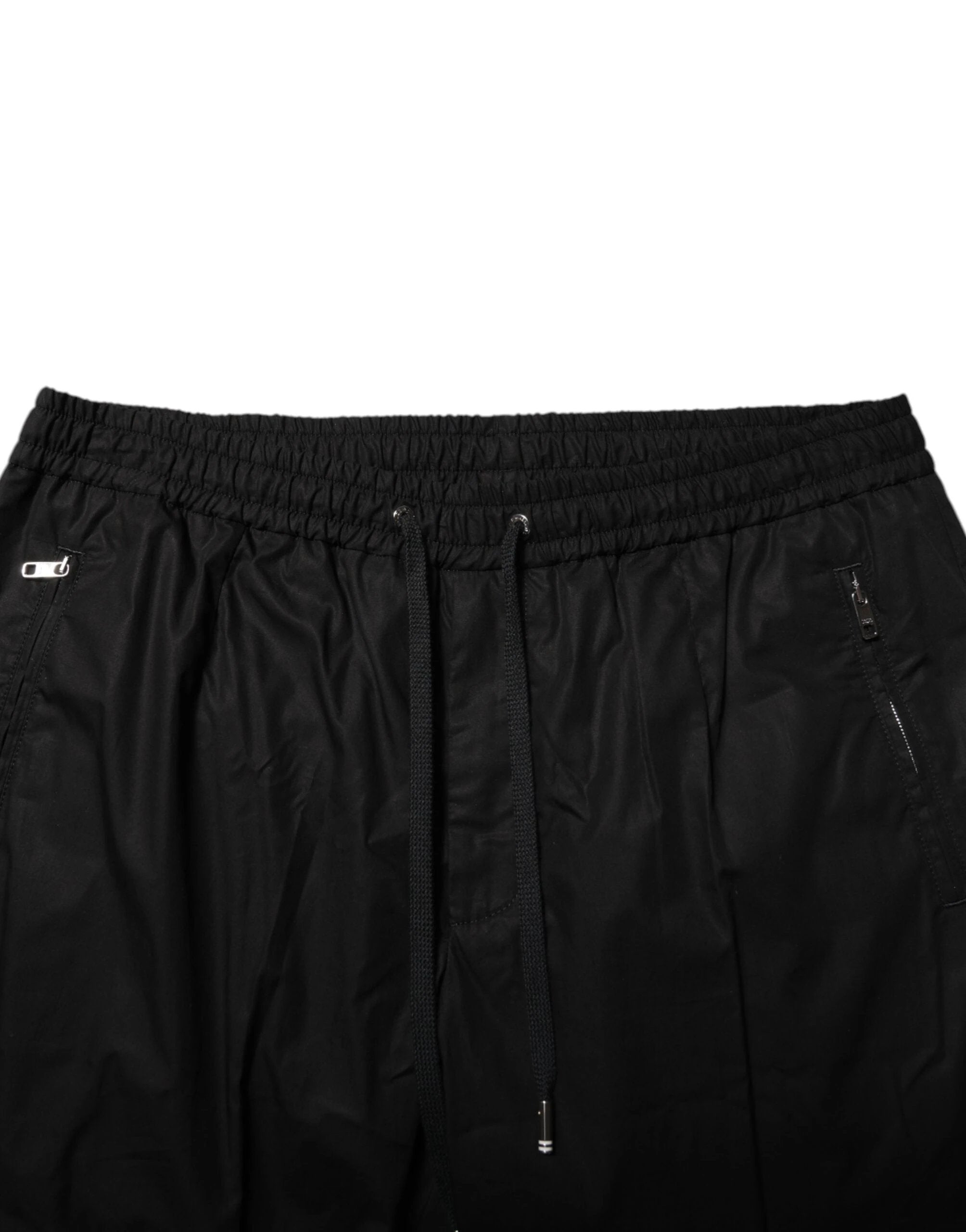 Dolce & Gabbana Black Cotton Logo Tape Men Jogger Pants by Dolce & Gabbana
