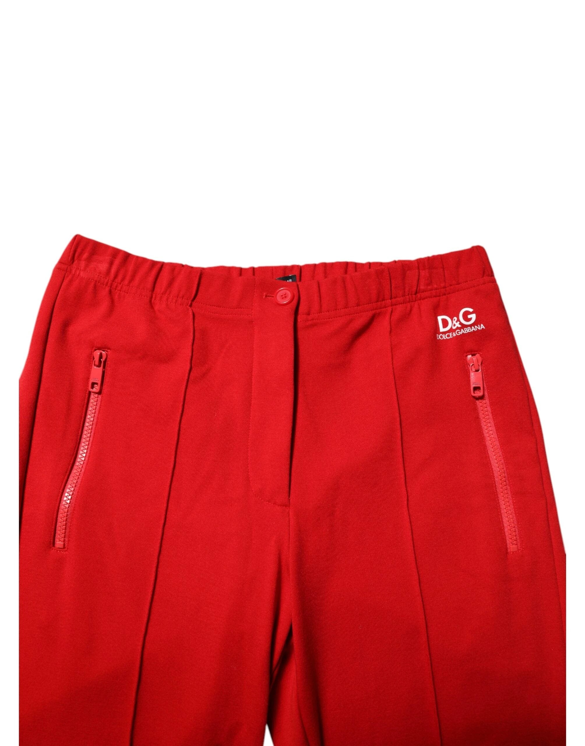 Dolce & Gabbana Red Viscose Logo Jogger Men Sweatpants Pants by Dolce & Gabbana