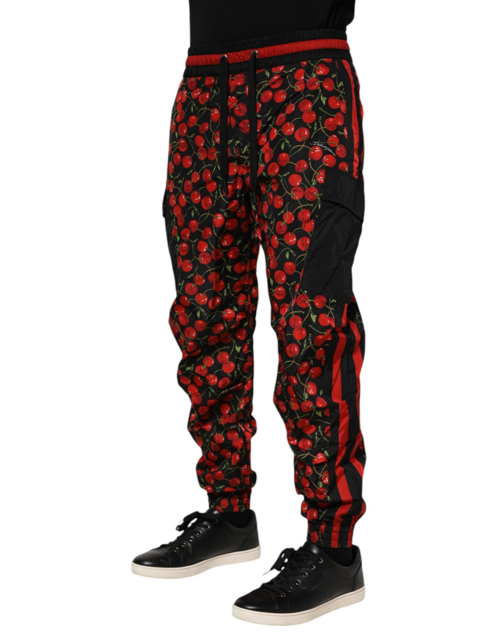 Dolce & Gabbana Black Red Cherry Print Men Sweatpants Pants by Dolce & Gabbana