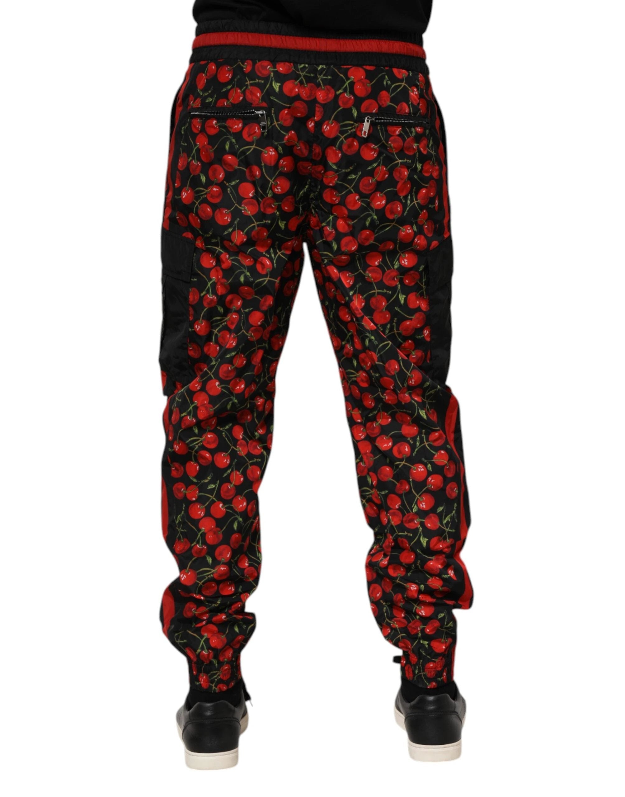 Dolce & Gabbana Black Red Cherry Print Men Sweatpants Pants by Dolce & Gabbana
