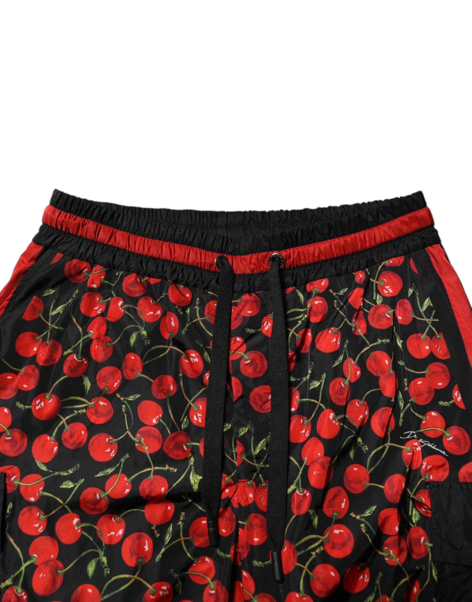 Dolce & Gabbana Black Red Cherry Print Men Sweatpants Pants by Dolce & Gabbana