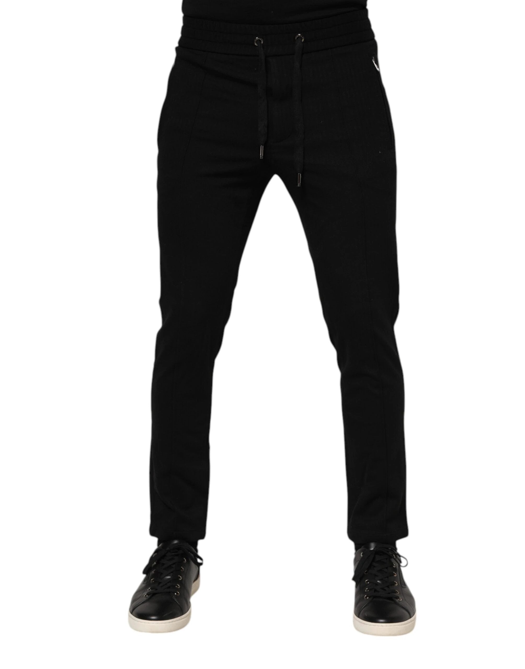 Dolce & Gabbana Black Viscose Drawstring Men Jogger Pants by Dolce & Gabbana