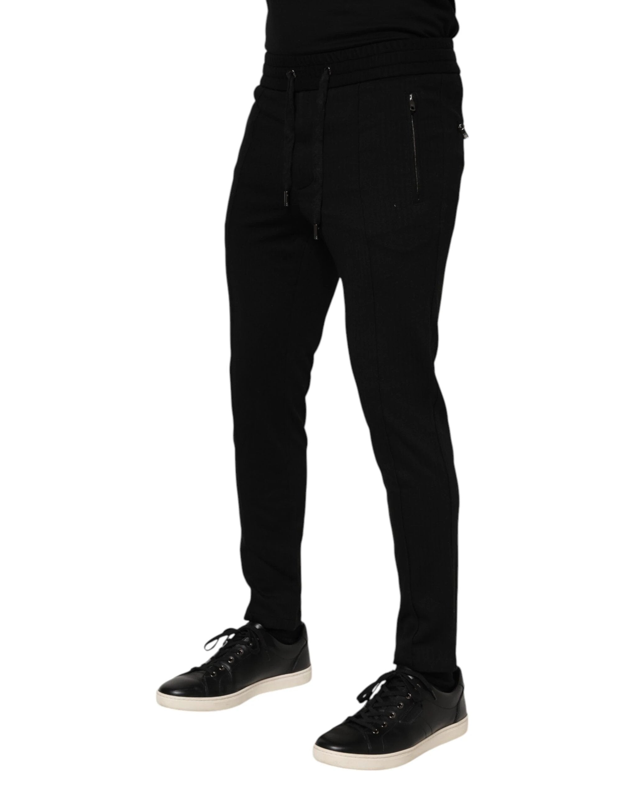 Dolce & Gabbana Black Viscose Drawstring Men Jogger Pants by Dolce & Gabbana