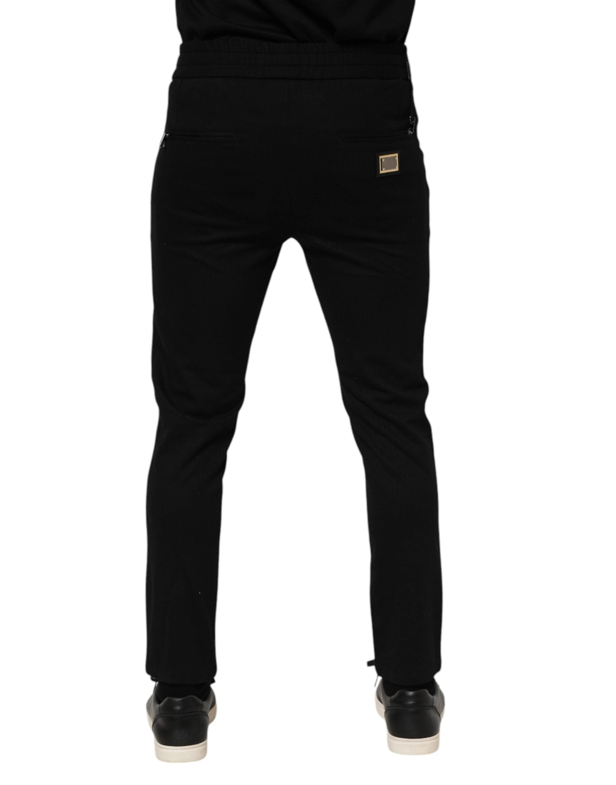 Dolce & Gabbana Black Viscose Drawstring Men Jogger Pants by Dolce & Gabbana