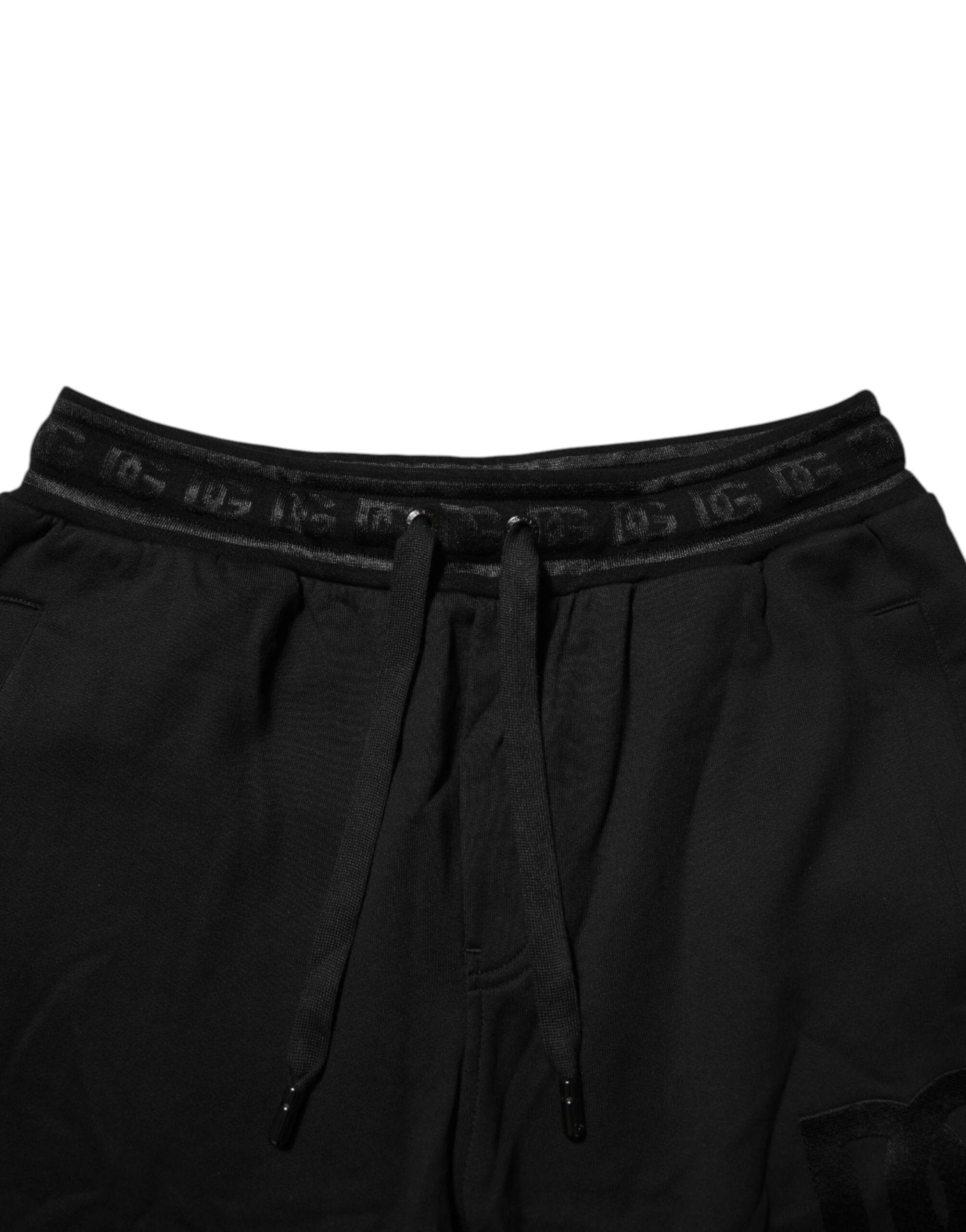 Dolce & Gabbana Black Cotton Drawstring Jogger Pants by Dolce & Gabbana