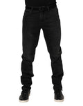 Dolce & Gabbana Black Cotton Logo Plaque Skinny Denim Jeans by Dolce & Gabbana