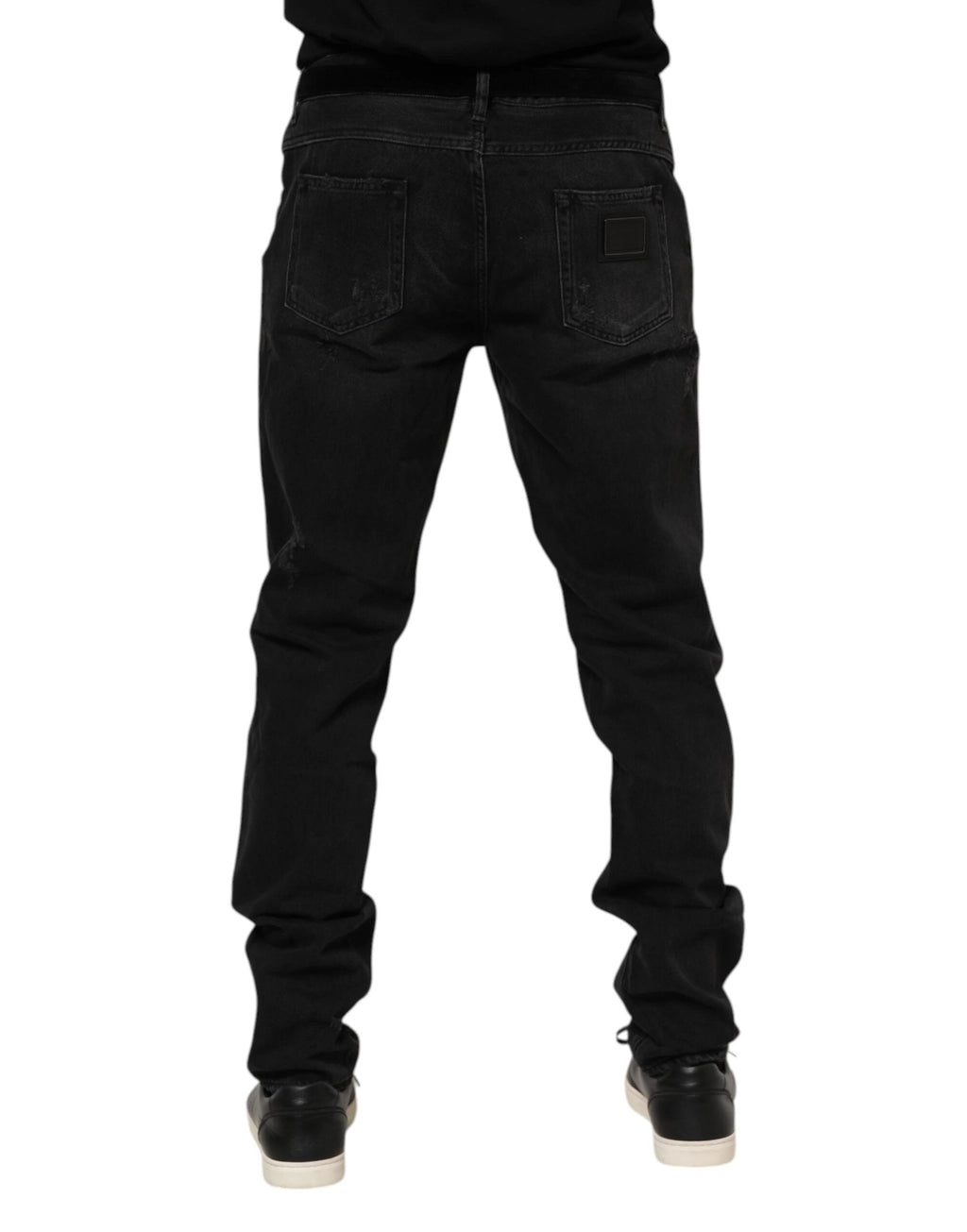 Dolce & Gabbana Black Cotton Logo Plaque Skinny Denim Jeans by Dolce & Gabbana