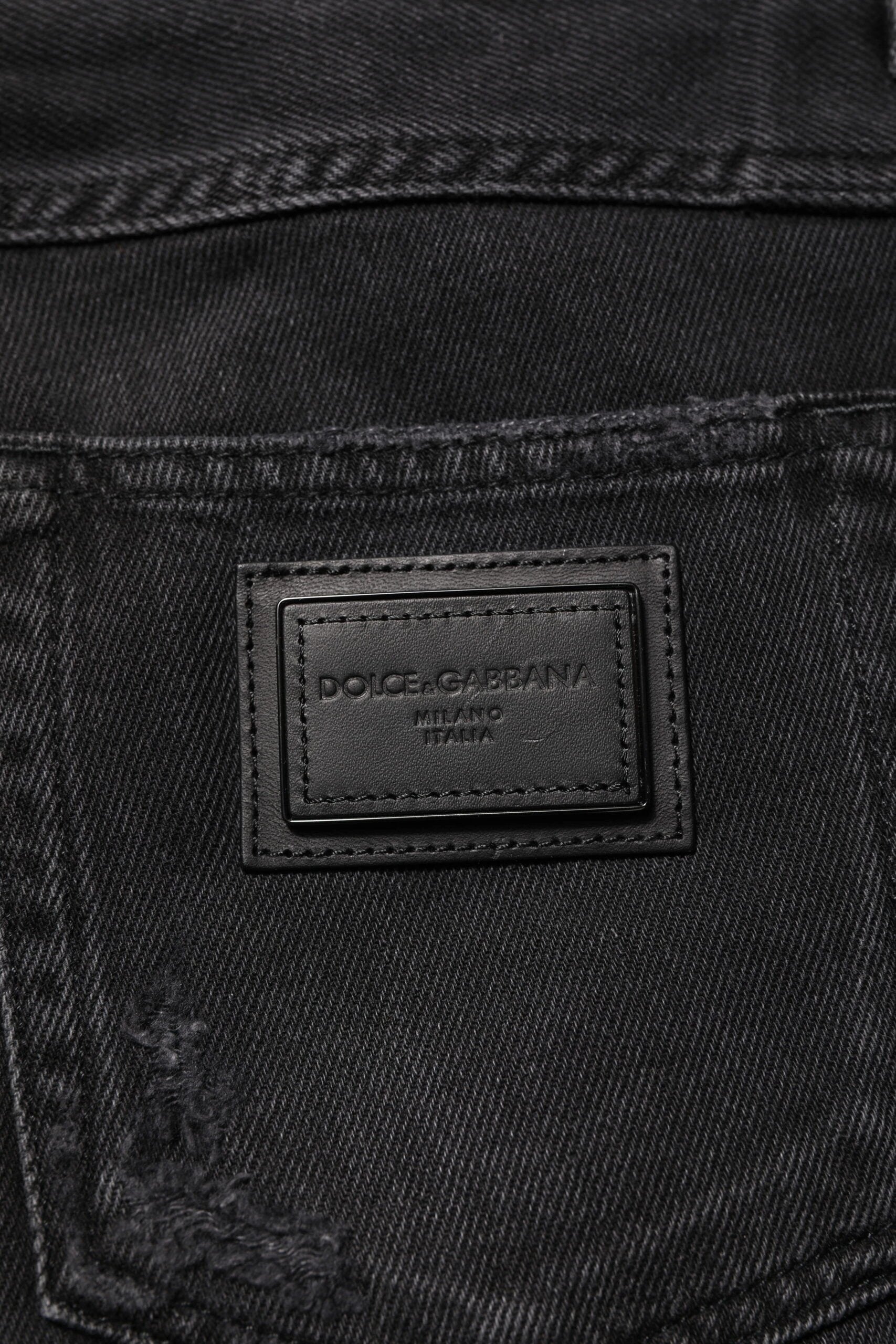 Dolce & Gabbana Black Cotton Logo Plaque Skinny Denim Jeans by Dolce & Gabbana
