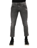 Dolce & Gabbana Gray Cotton Logo Plaque Men Denim Jeans by Dolce & Gabbana