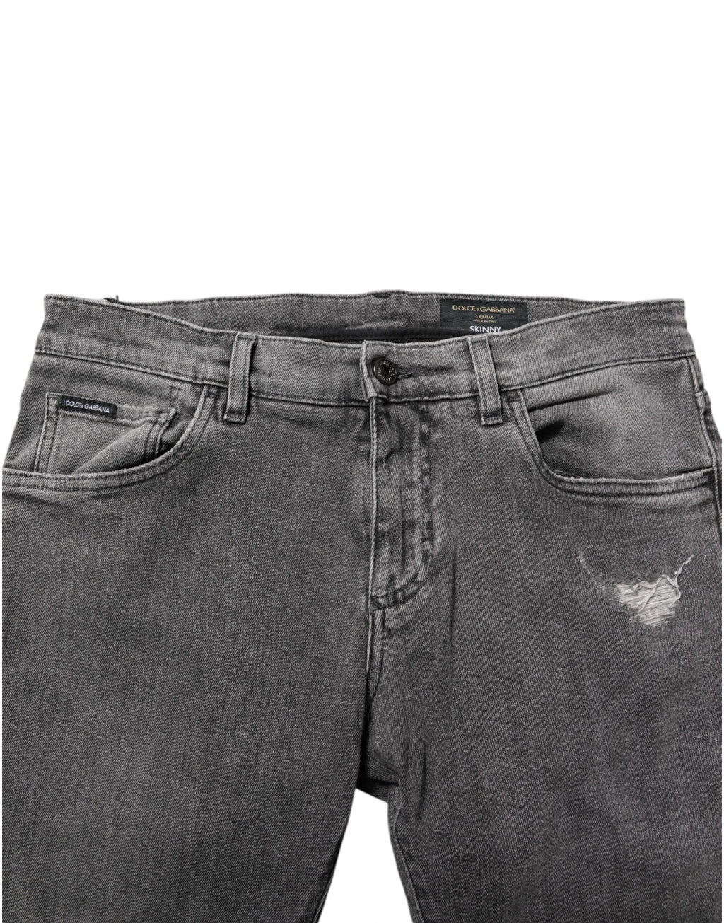 Dolce & Gabbana Gray Cotton Logo Plaque Men Denim Jeans by Dolce & Gabbana
